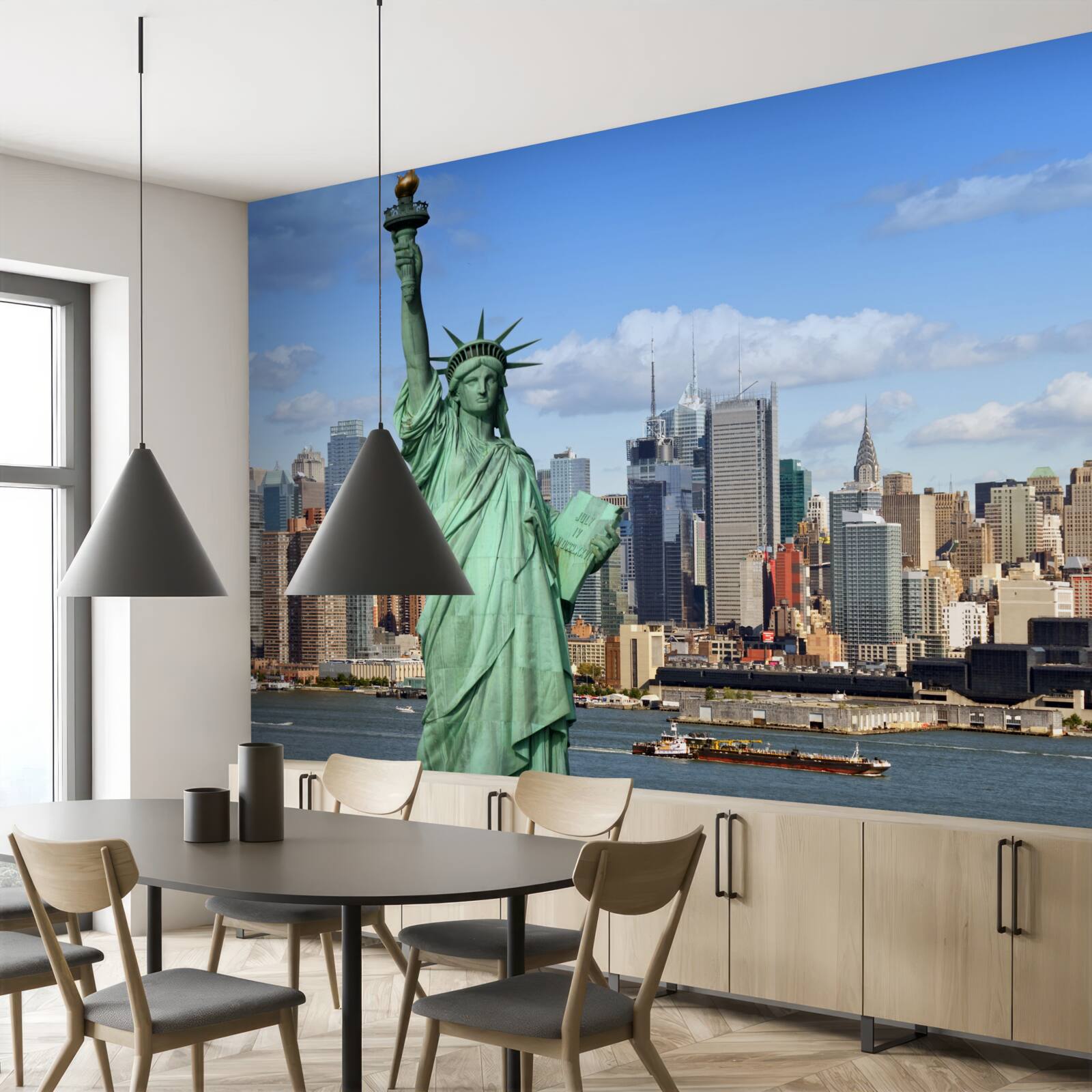 Carta da parati statua della libertà sullo sfondo di new york
