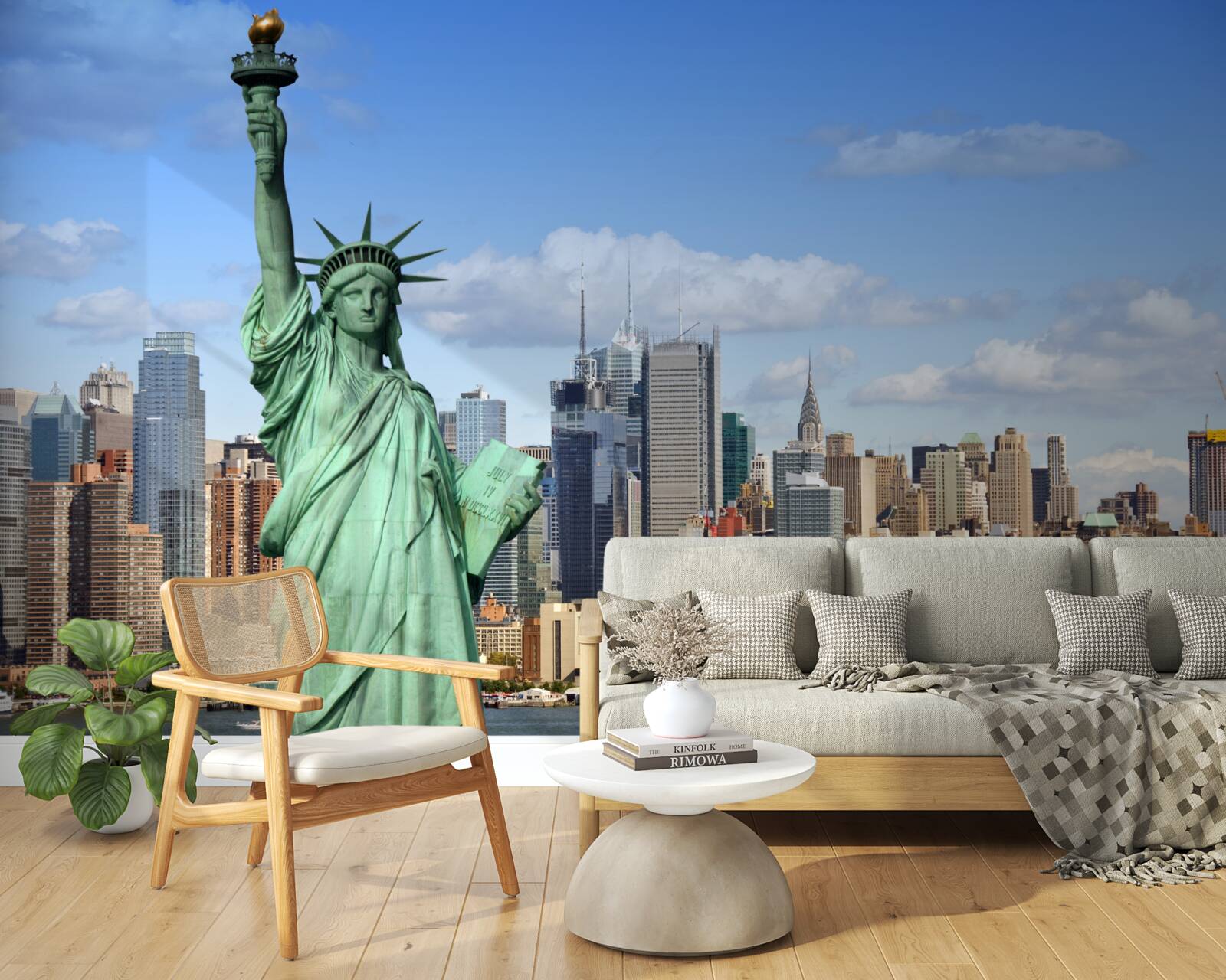 Carta da parati statua della libertà sullo sfondo di new york