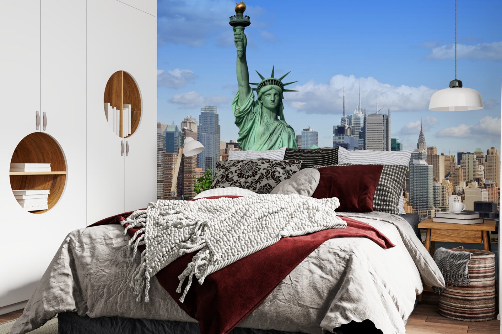 Carta da parati statua della libertà sullo sfondo di new york