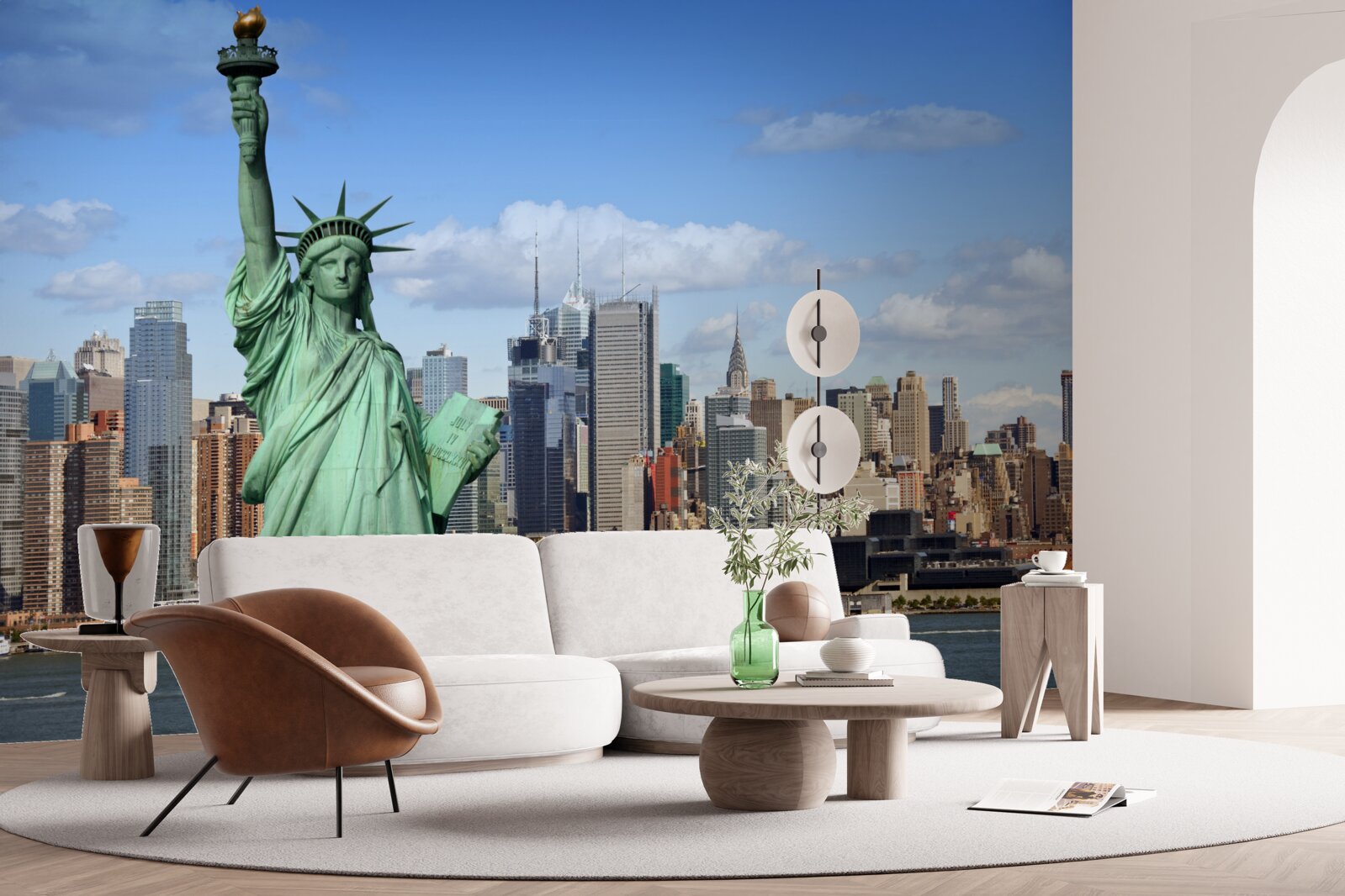 Carta da parati statua della libertà sullo sfondo di new york