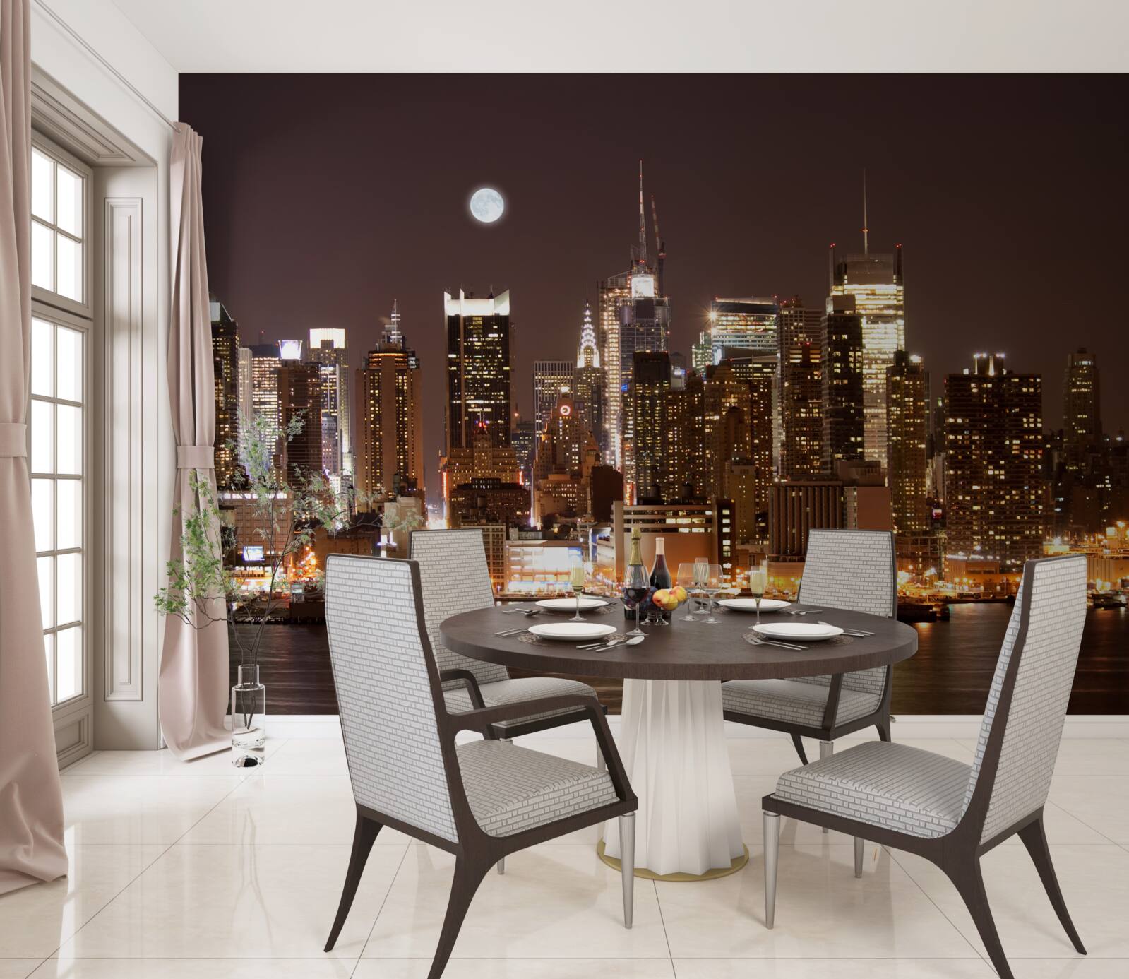 Carta da parati magnifica vista panoramica di Manhattan di notte