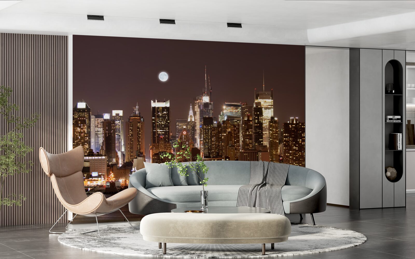 Carta da parati magnifica vista panoramica di Manhattan di notte