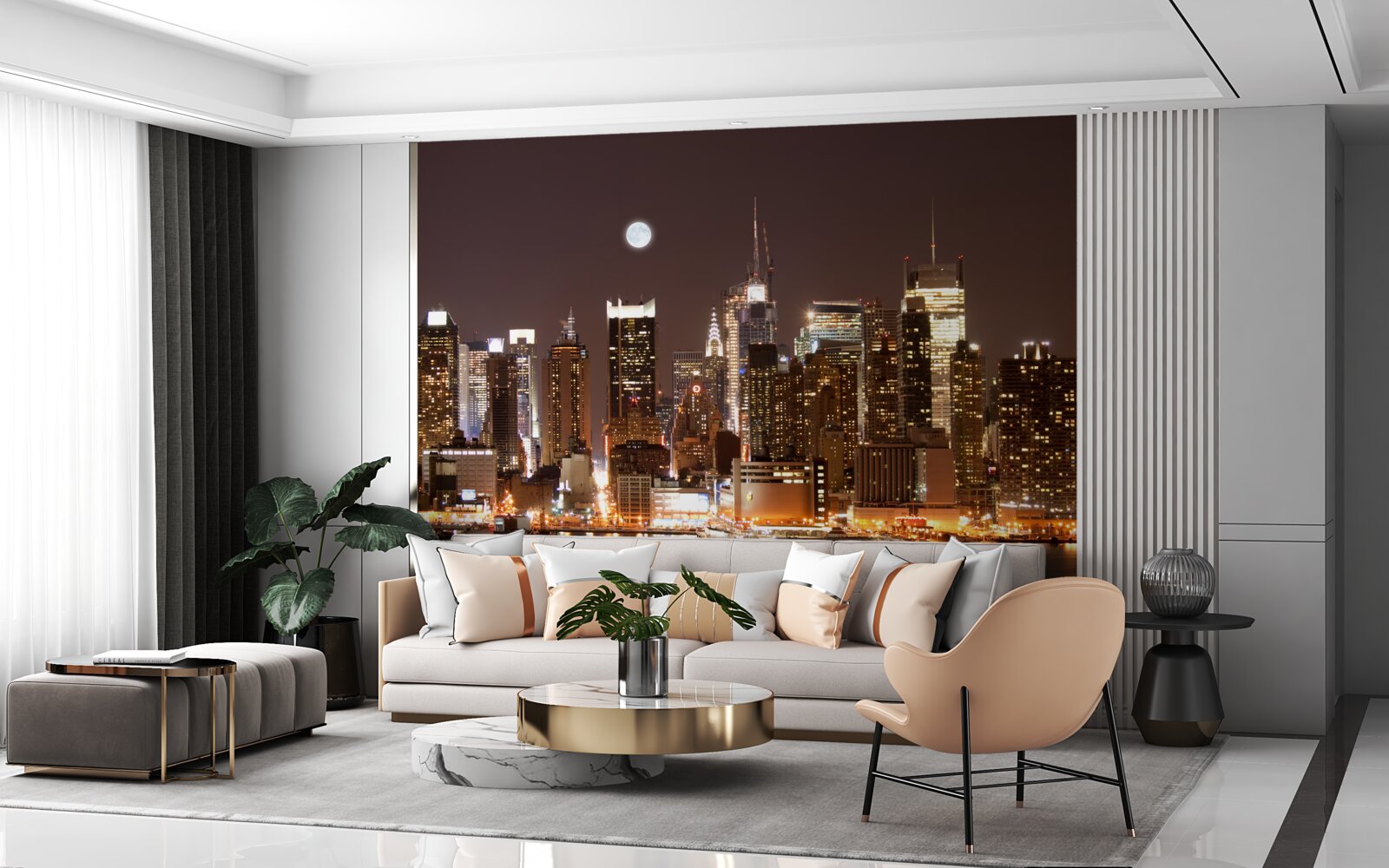 Carta da parati magnifica vista panoramica di Manhattan di notte