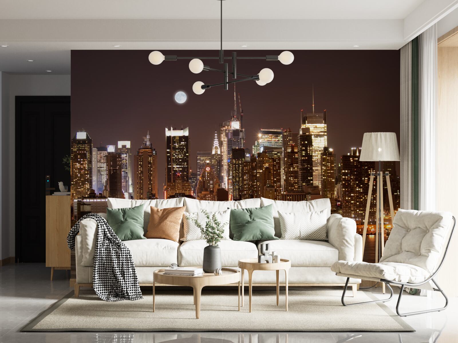 Carta da parati magnifica vista panoramica di Manhattan di notte