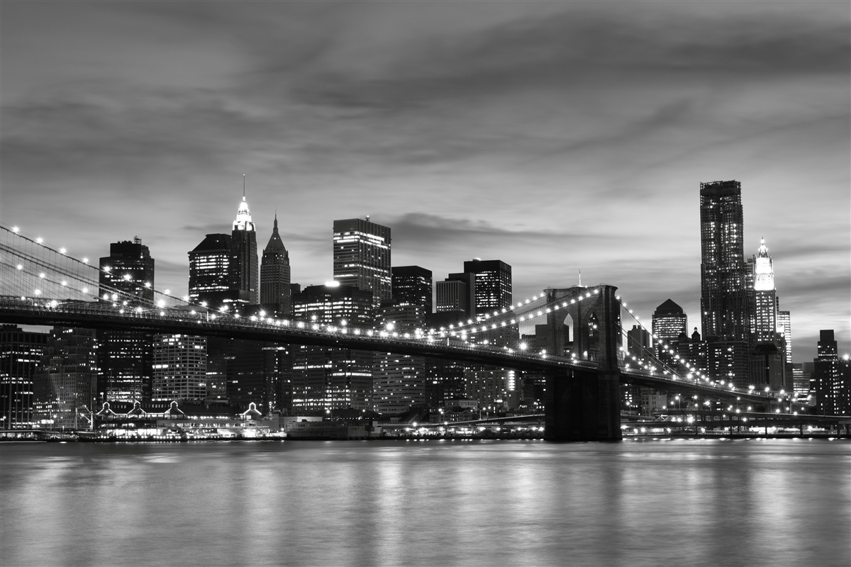 Carta da parati torri in bianco e nero e il ponte di Brooklyn