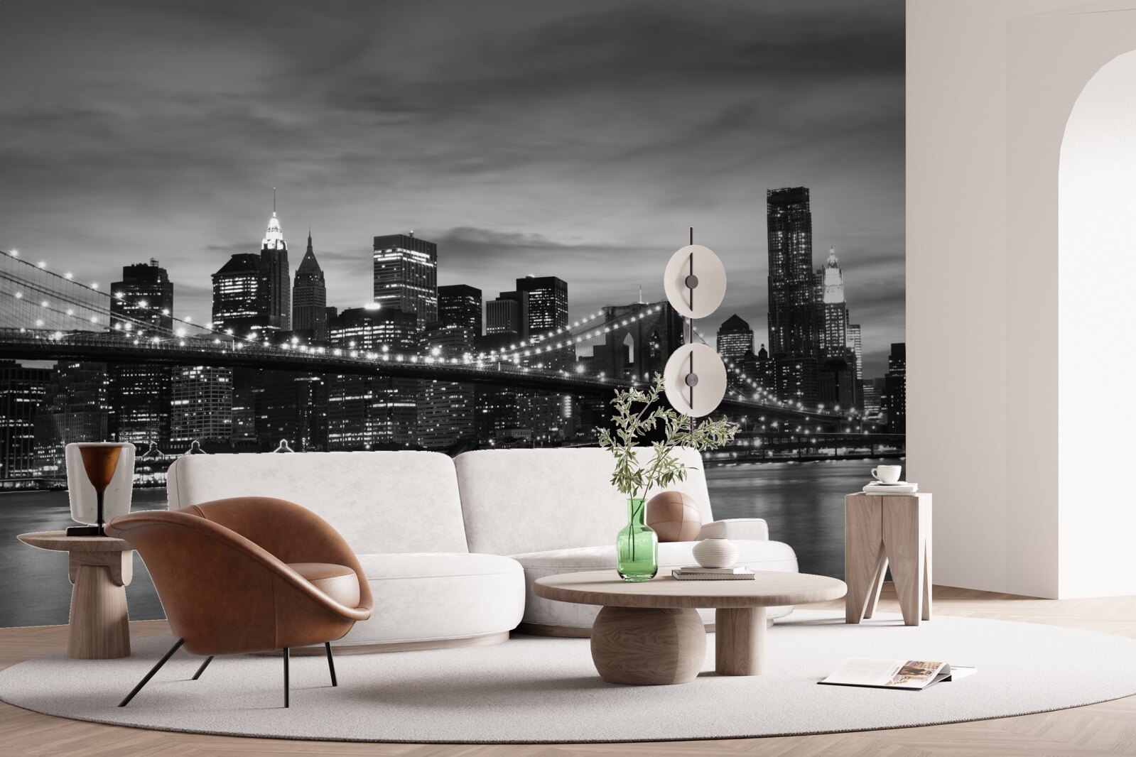 Carta da parati torri in bianco e nero e il ponte di Brooklyn