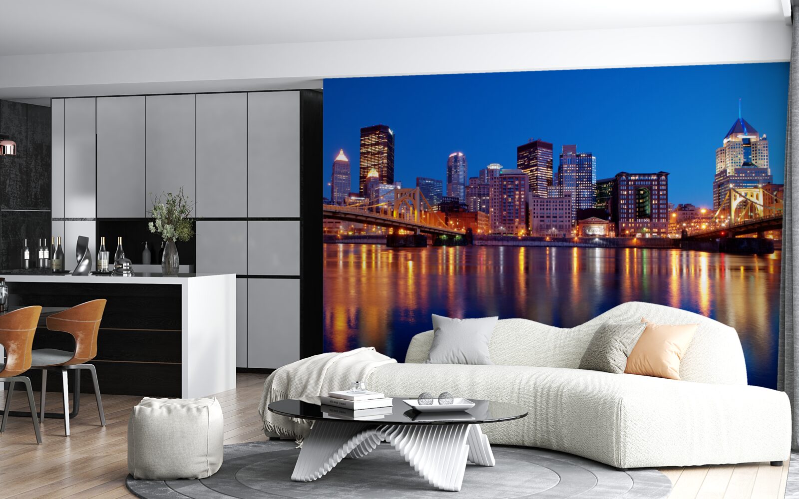 Carta da parati skyline di new york di notte