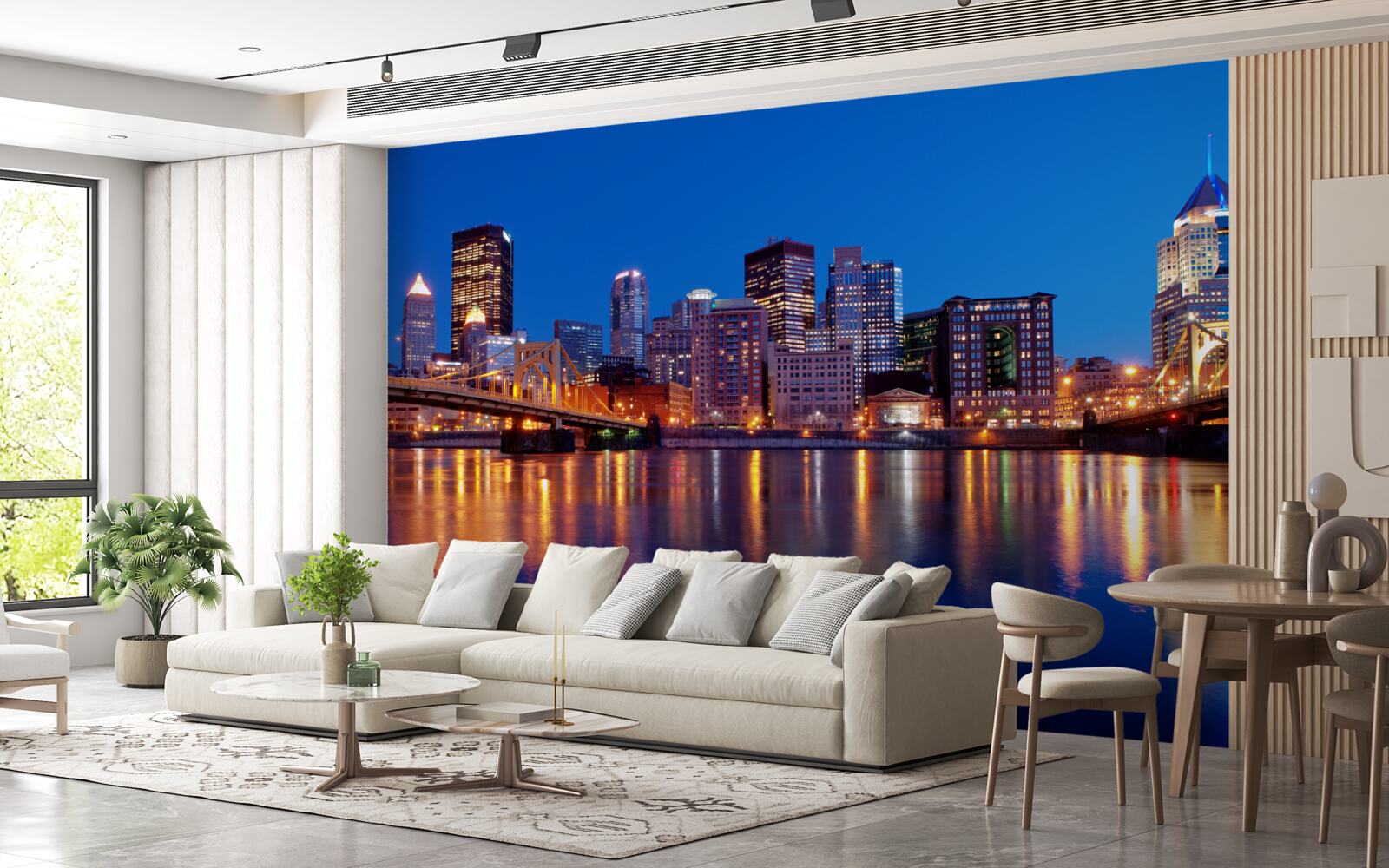 Carta da parati skyline di new york di notte