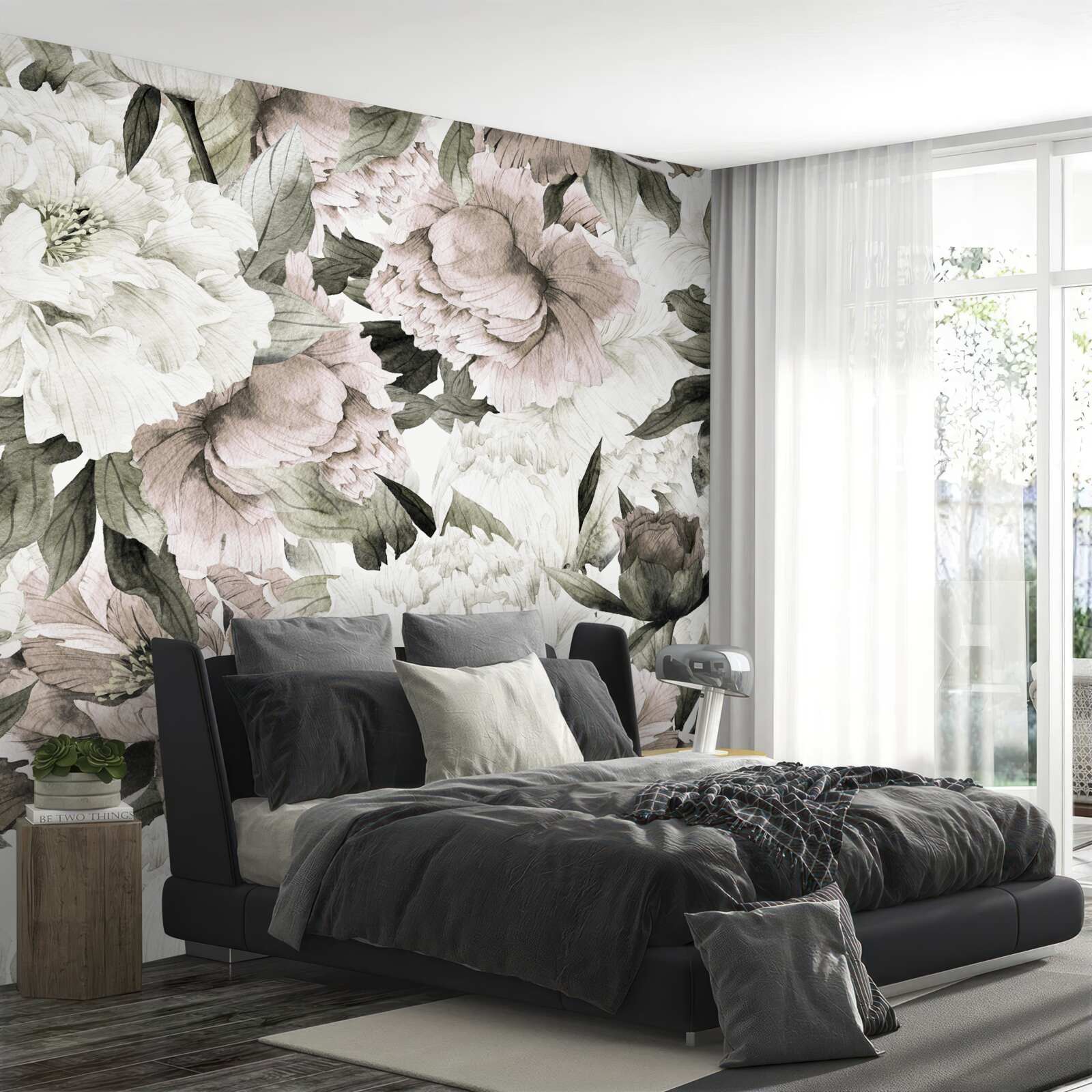 Carta da parati fiori di peonia grandi