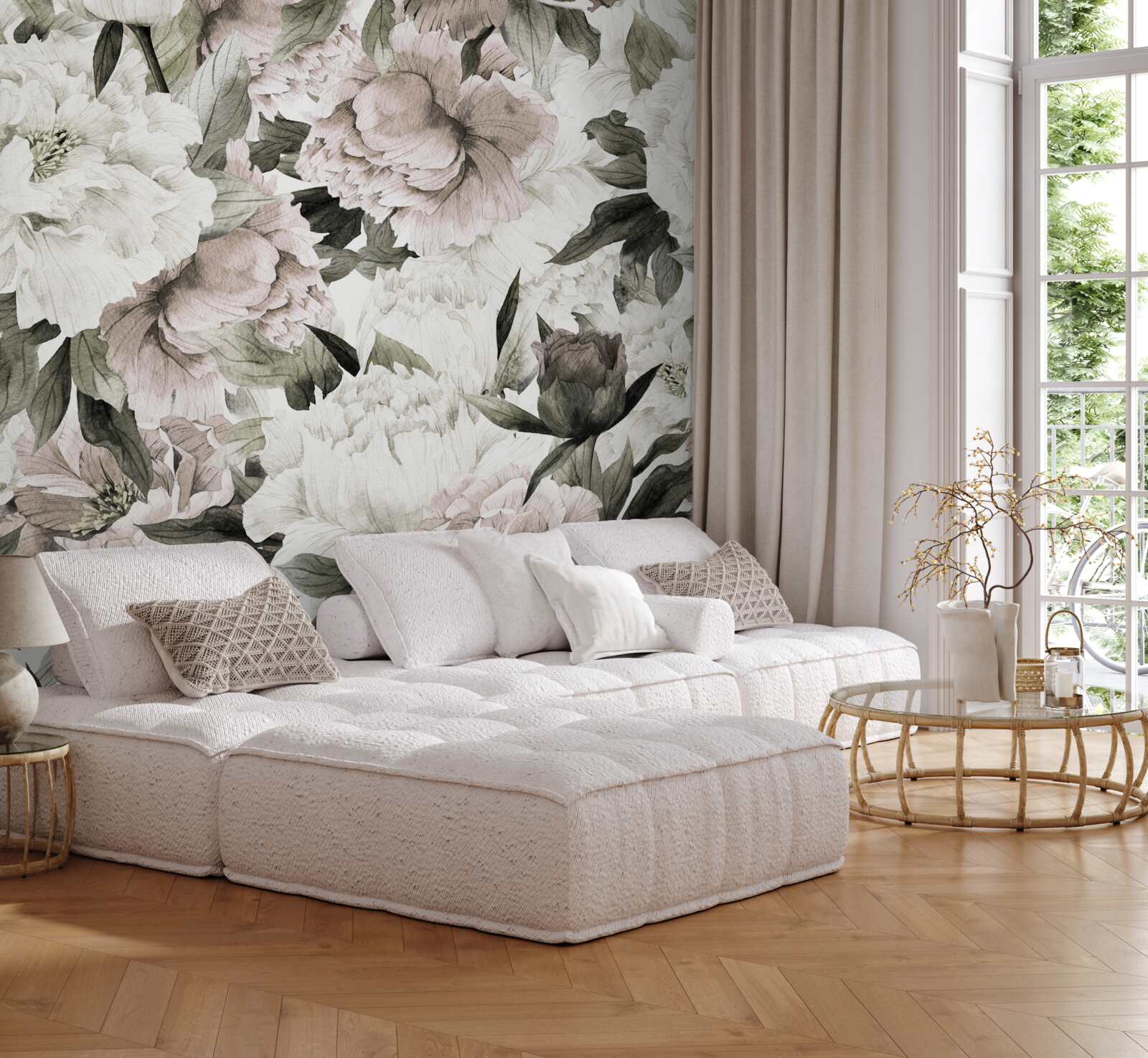 Carta da parati fiori di peonia grandi