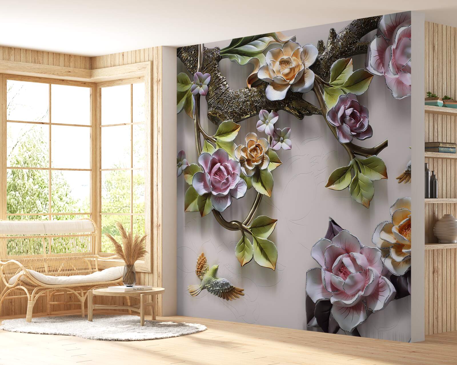 Carta da parati le rose colorate sui rami sono bellissime