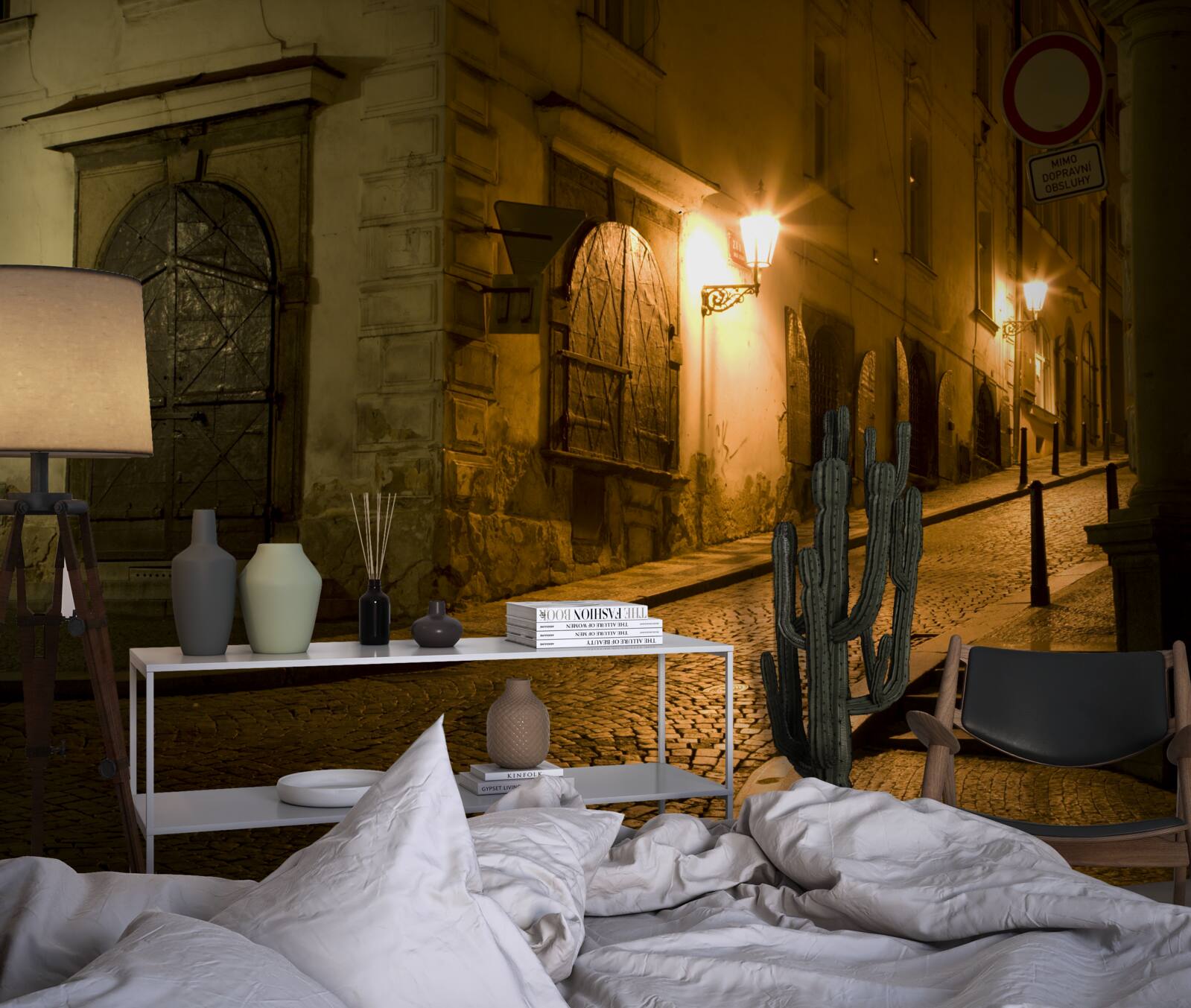 Carta da parati vecchia praga sotto la copertura dell'oscurità
