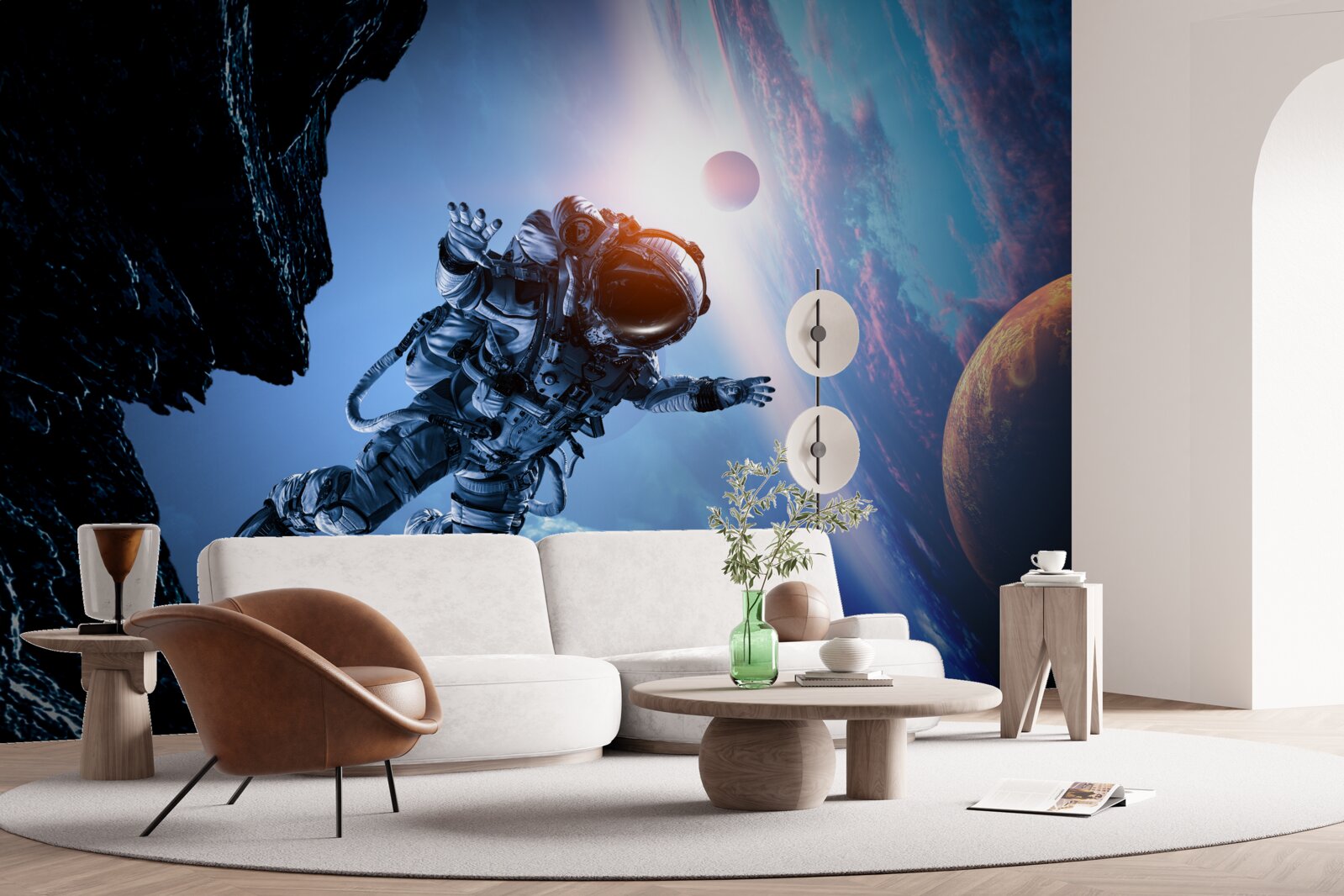Carta da parati astronauta nell'universo