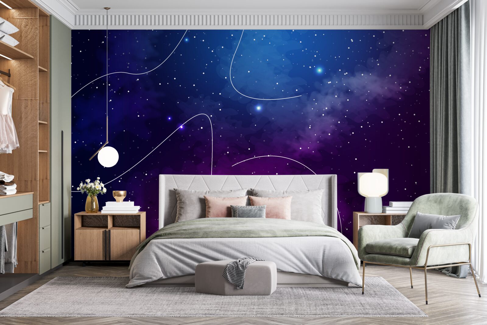 Carta da parati notte immersa nell'oscurità cosmica