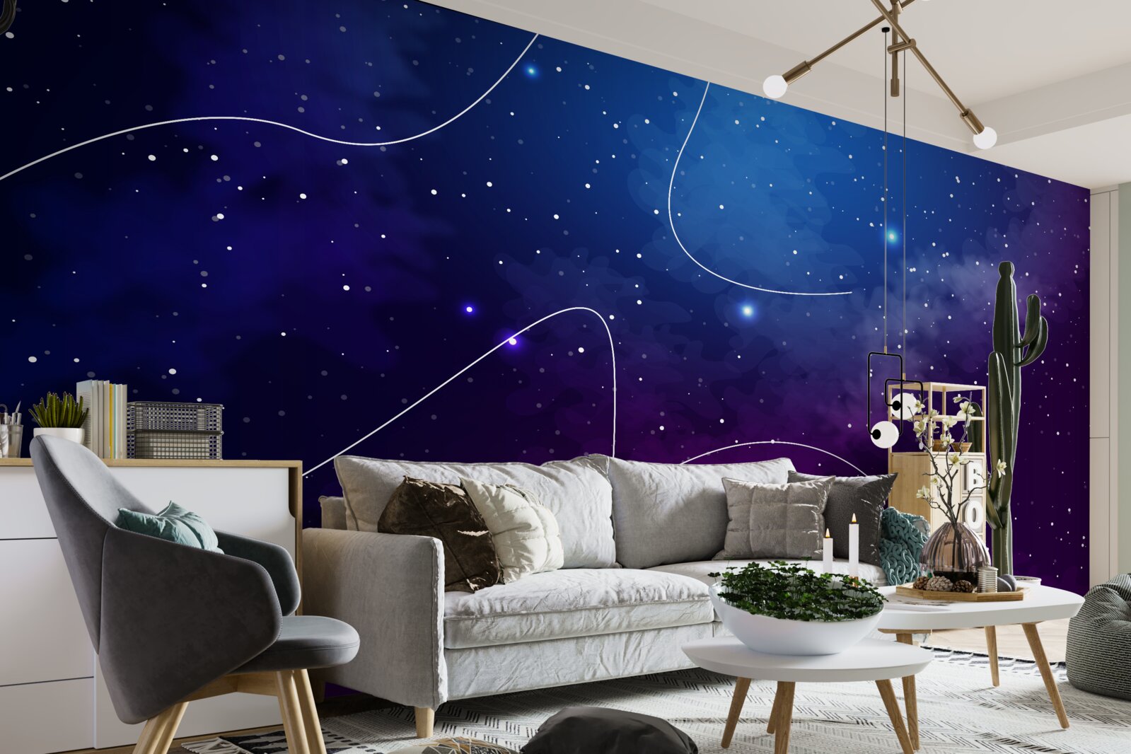 Carta da parati notte immersa nell'oscurità cosmica