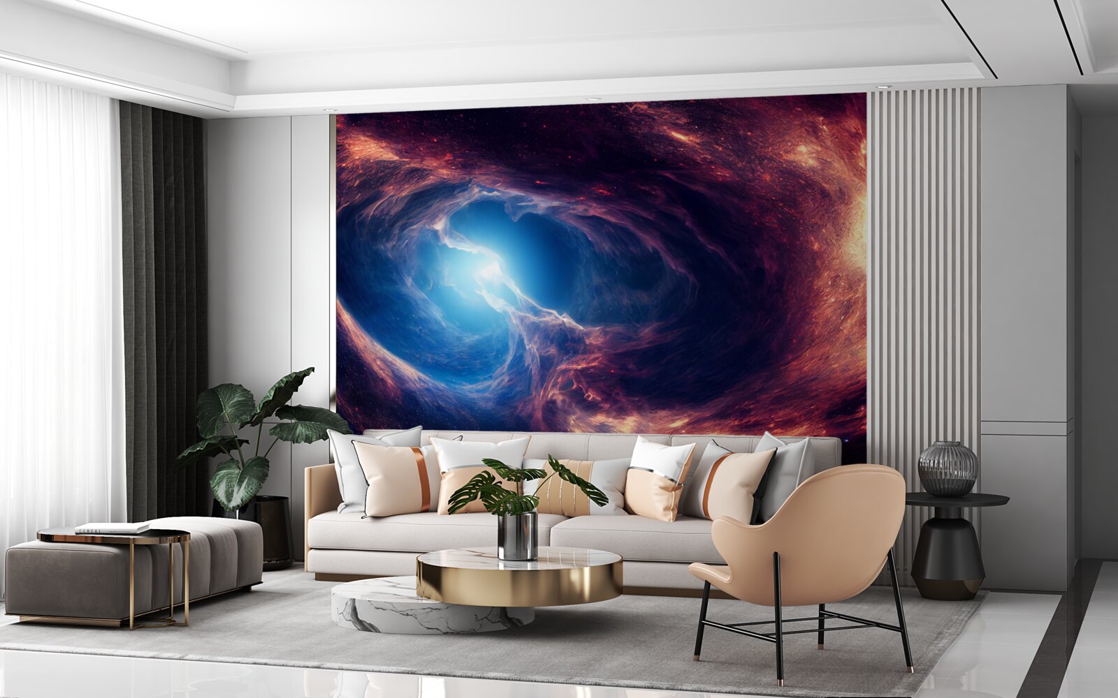 Carta da parati nebulose e sistema cosmico