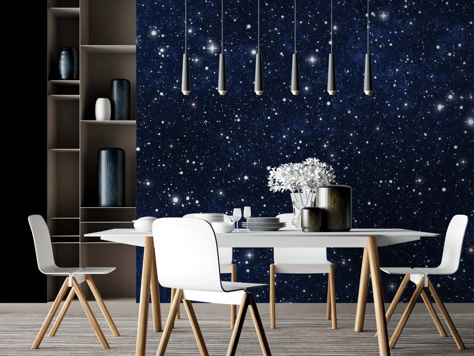 Carta da parati cielo stellato su sfondo blu