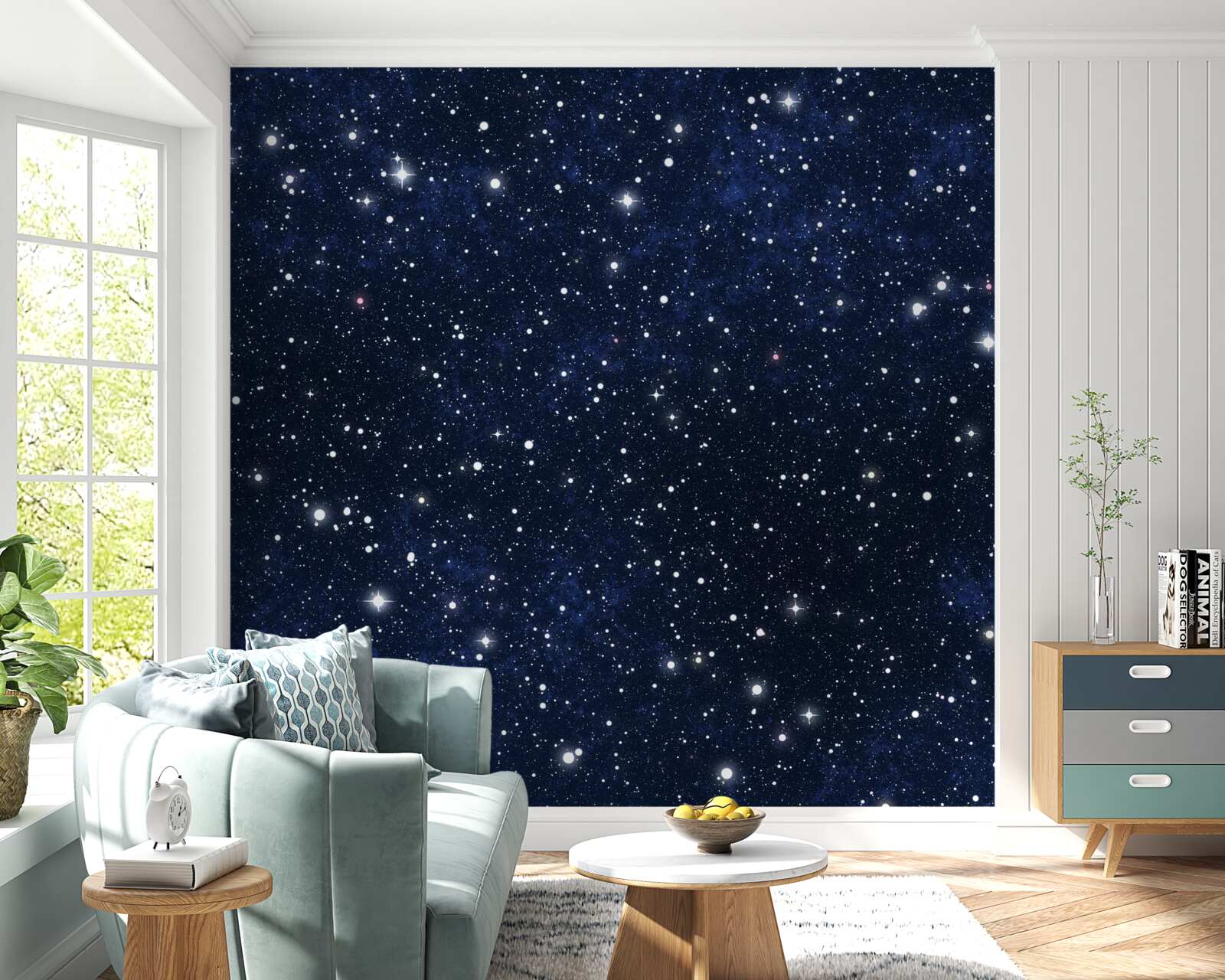 Carta da parati cielo stellato su sfondo blu