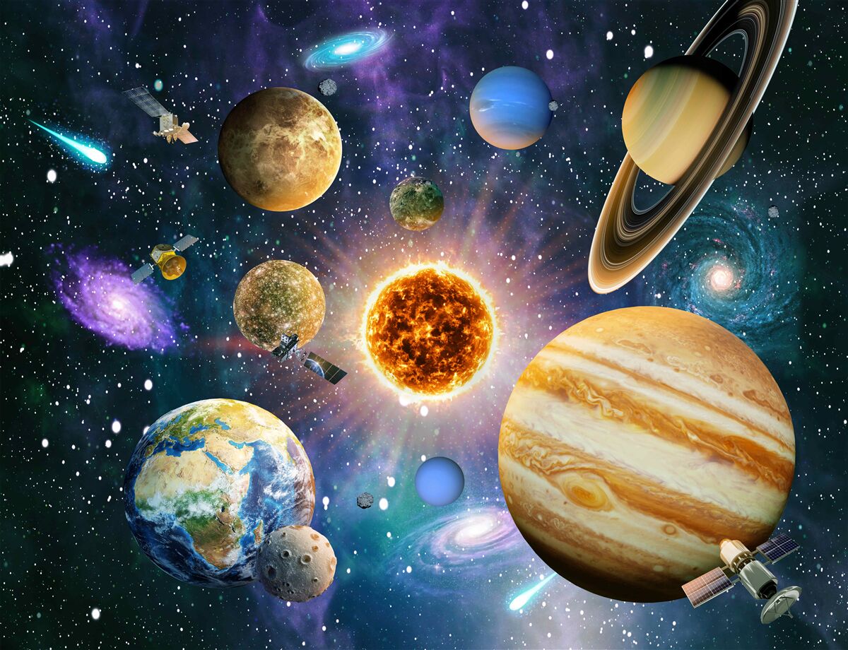 Carta da parati le forme e le sfumature dei pianeti sono diverse