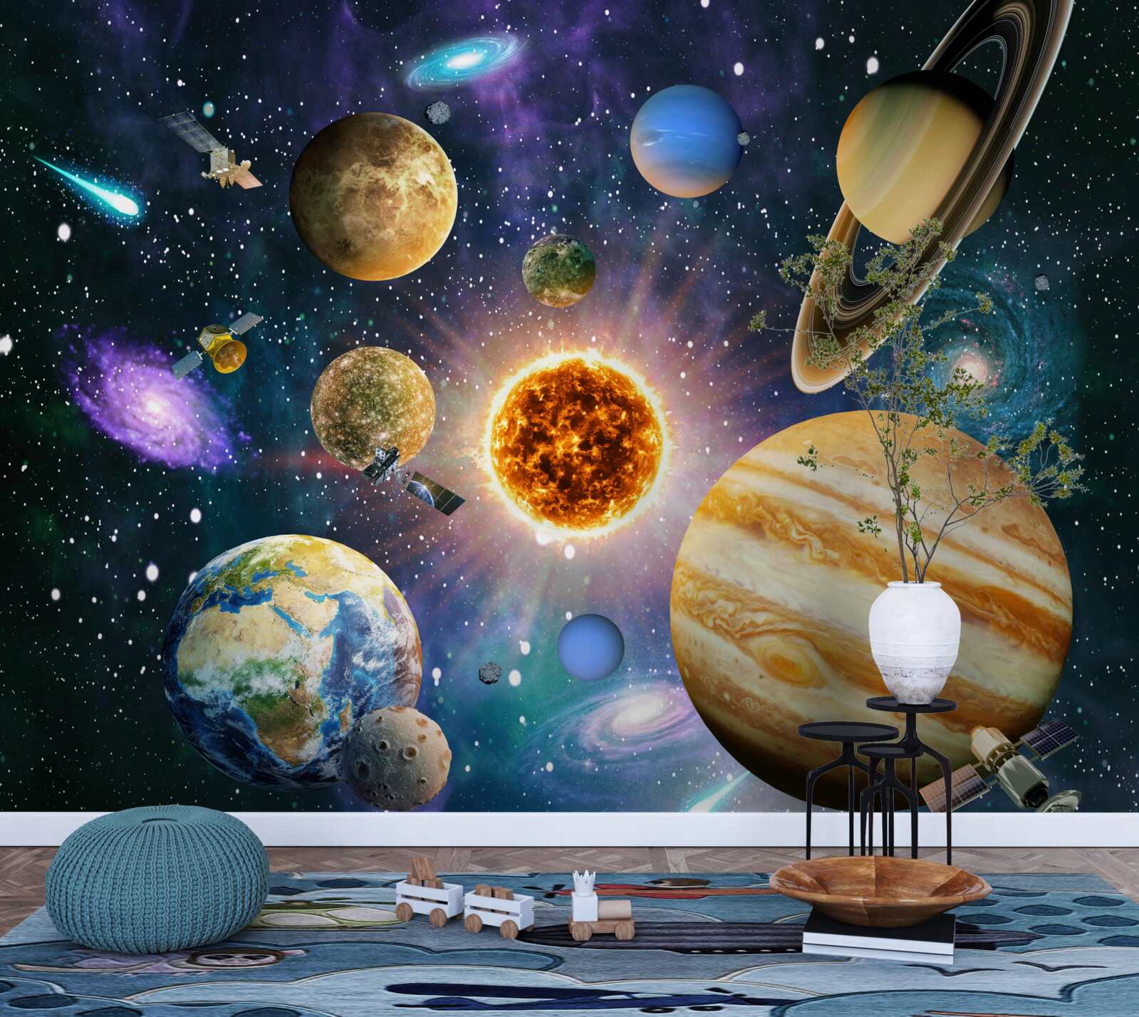 Carta da parati le forme e le sfumature dei pianeti sono diverse