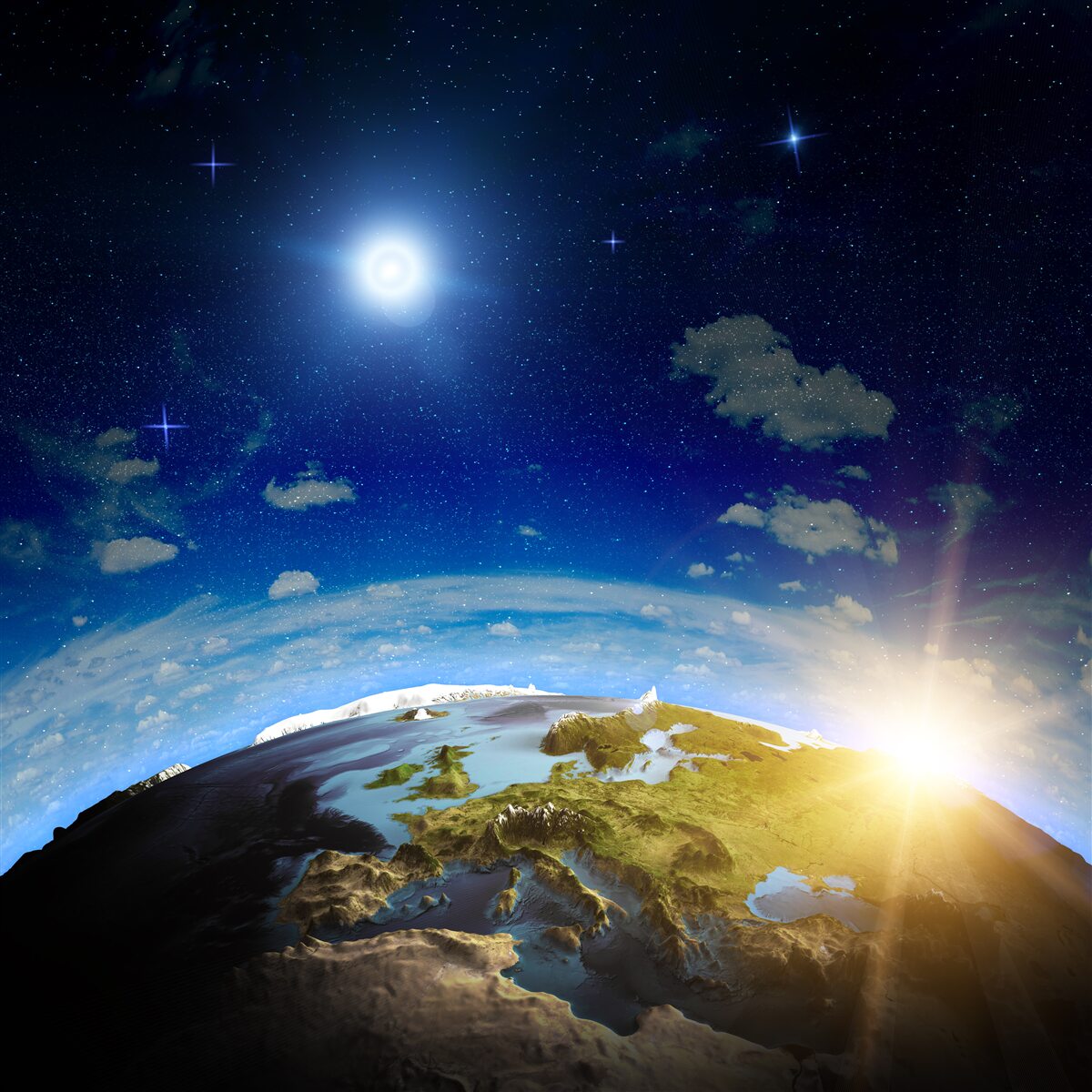 Carta da parati il sole che sorge sul pianeta
