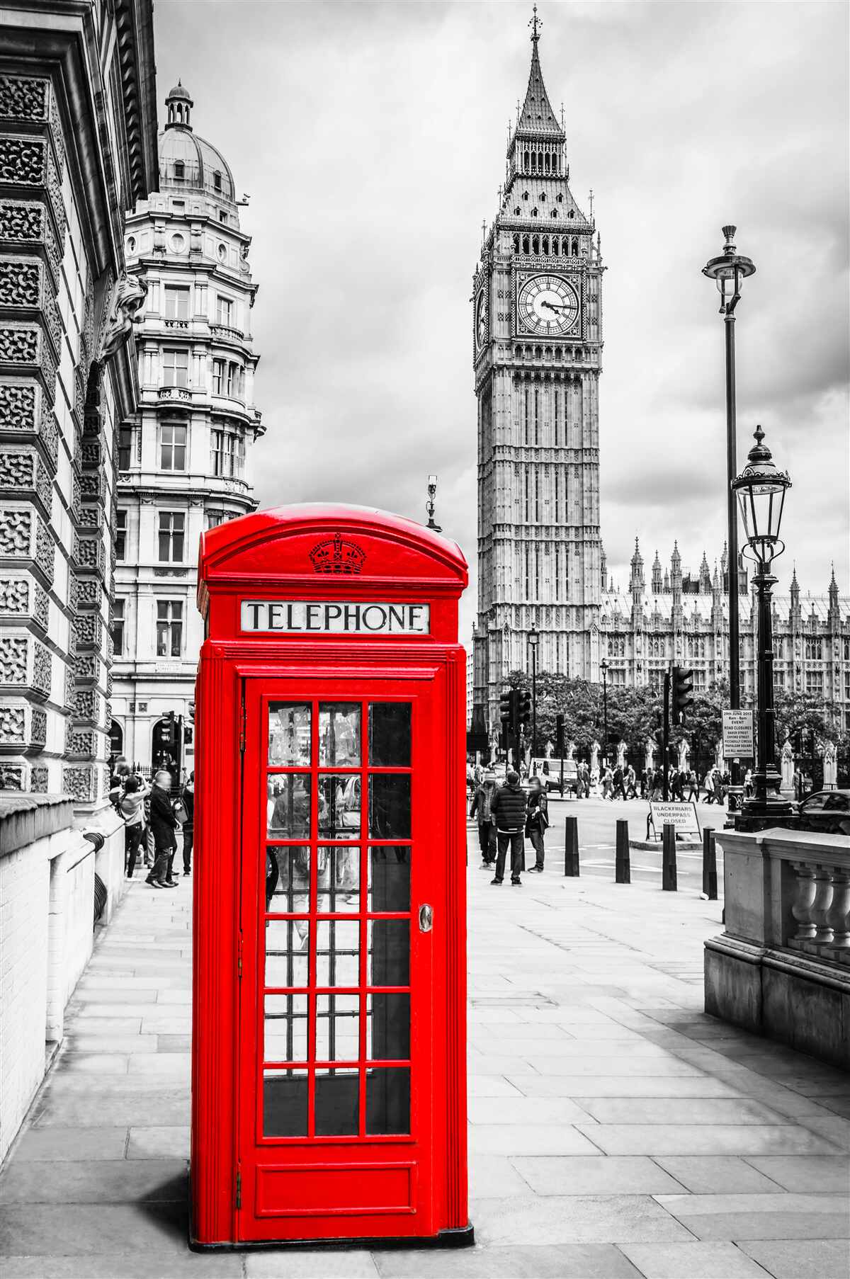 Carta da parati cabina telefonica rossa davanti a Big Ben sullo sfondo