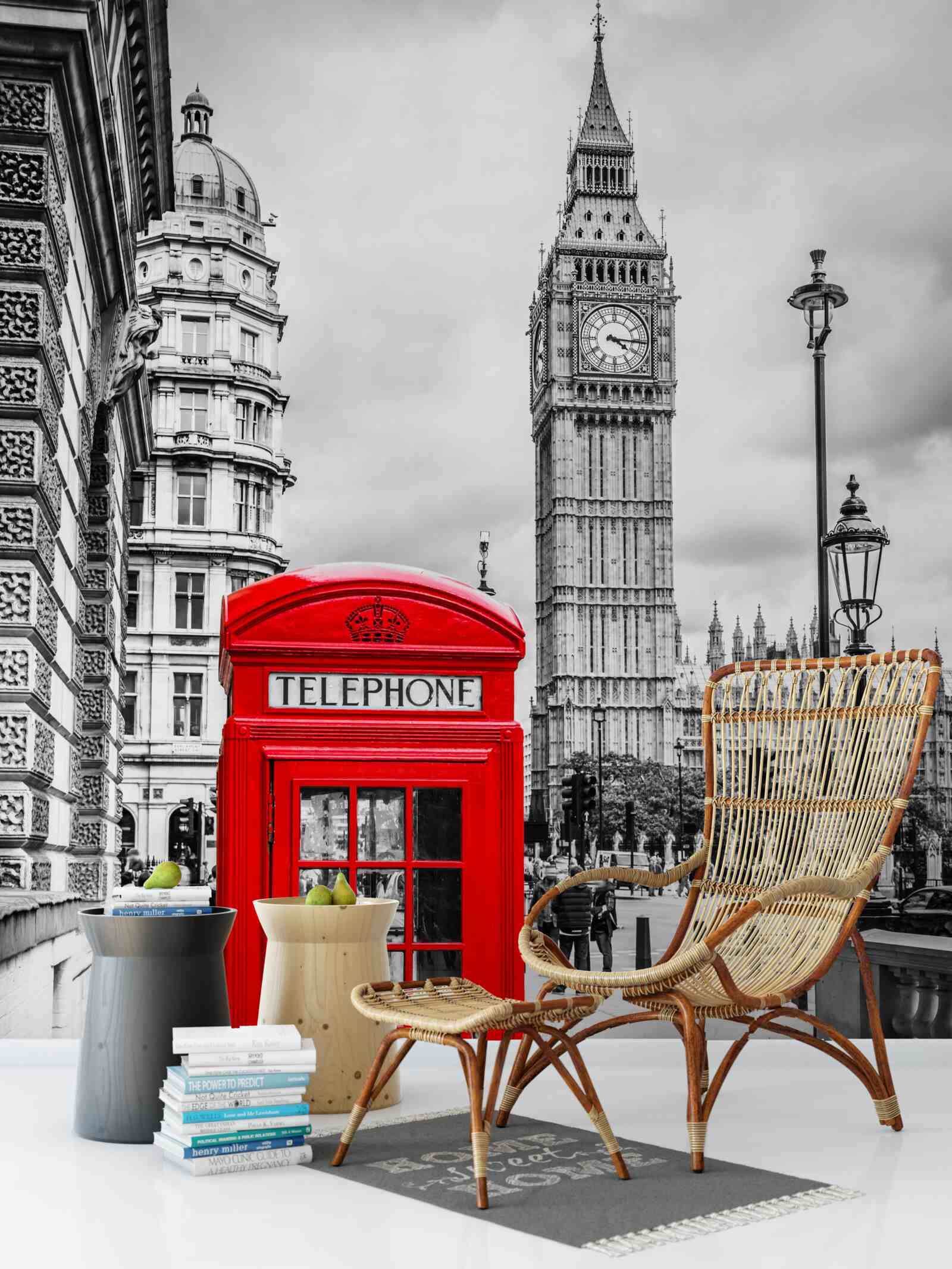 Carta da parati cabina telefonica rossa davanti a Big Ben sullo sfondo