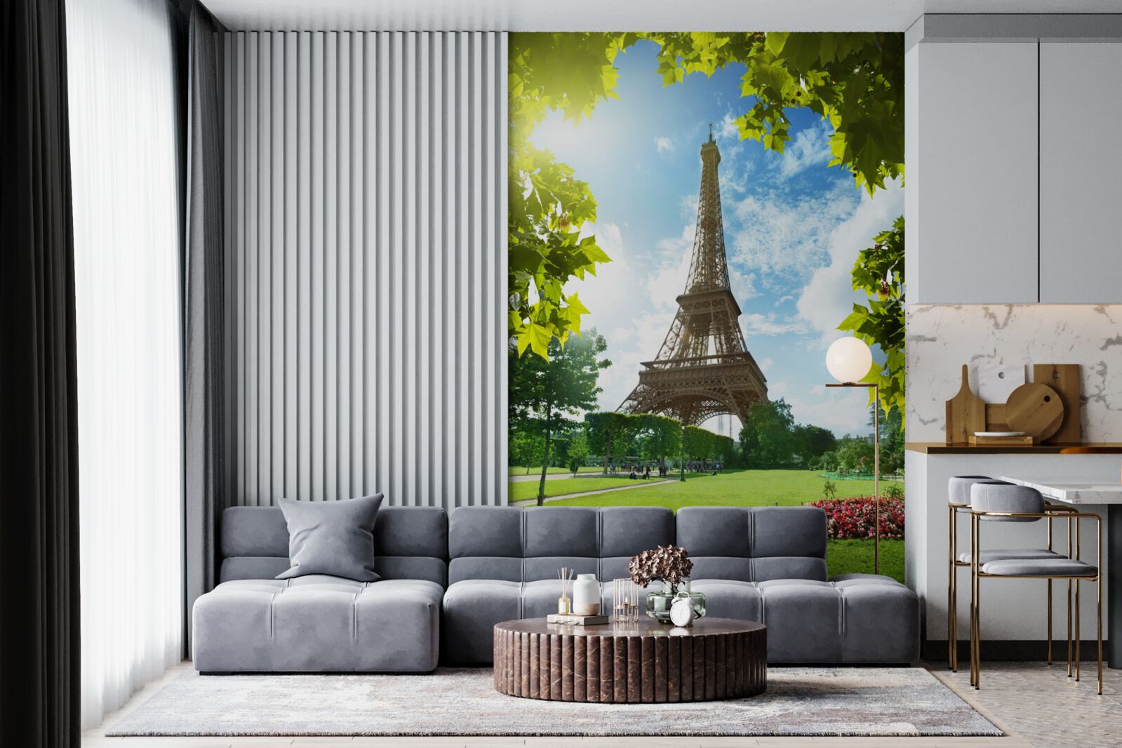 Carta da parati panorama mozzafiato della torre eiffel