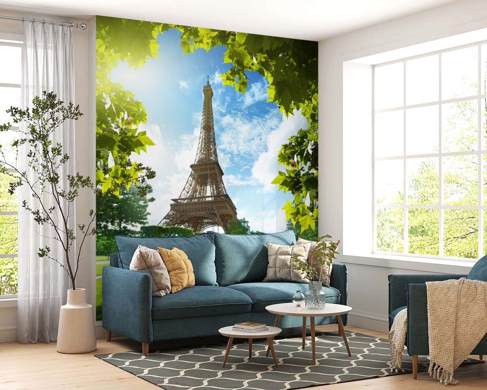 Carta da parati panorama mozzafiato della torre eiffel