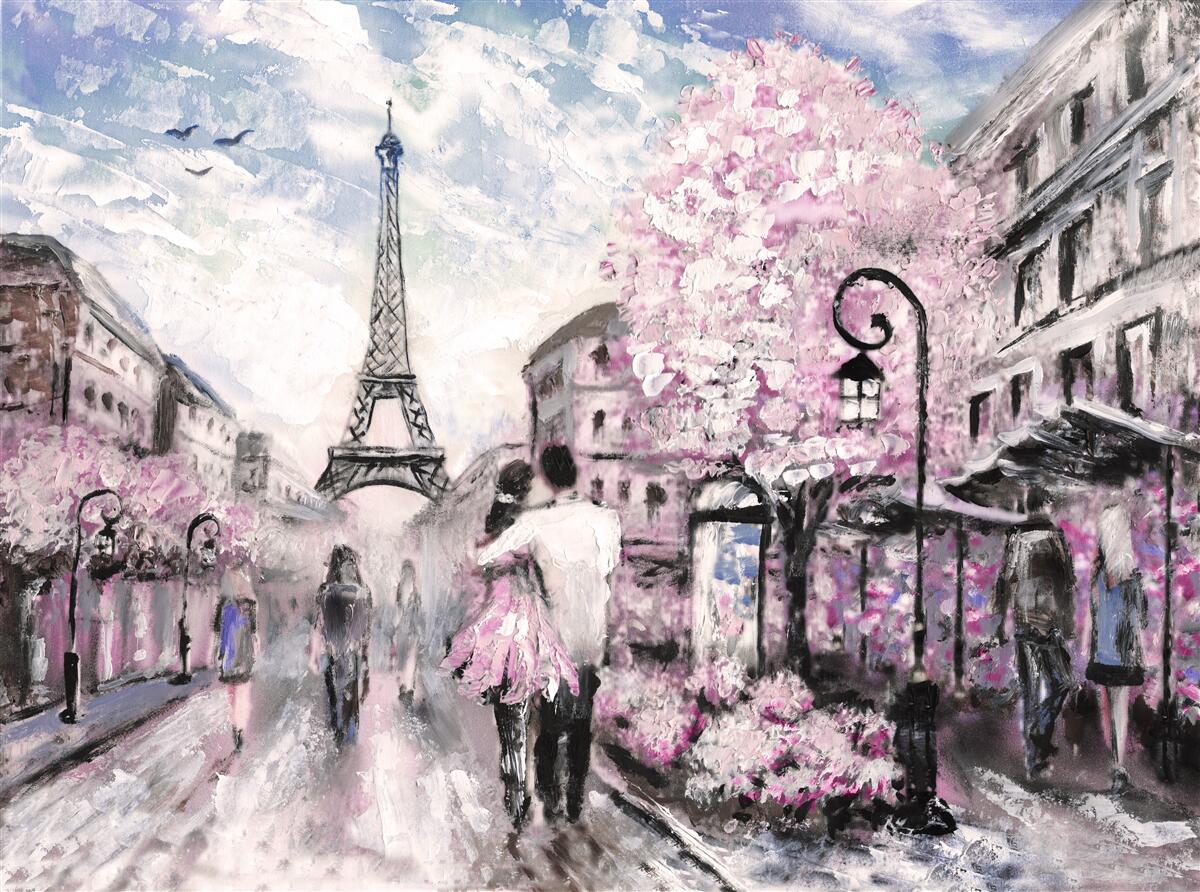 Carta da parati una coppia di innamorati per le strade di Parigi