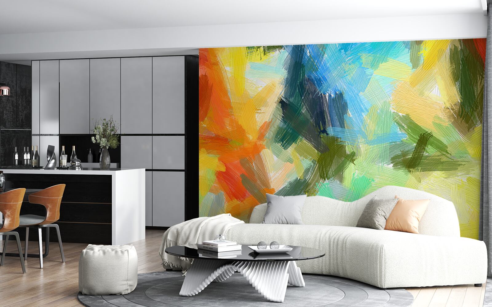 Carta da parati pittura ad olio astratta raffigurante l'autunno