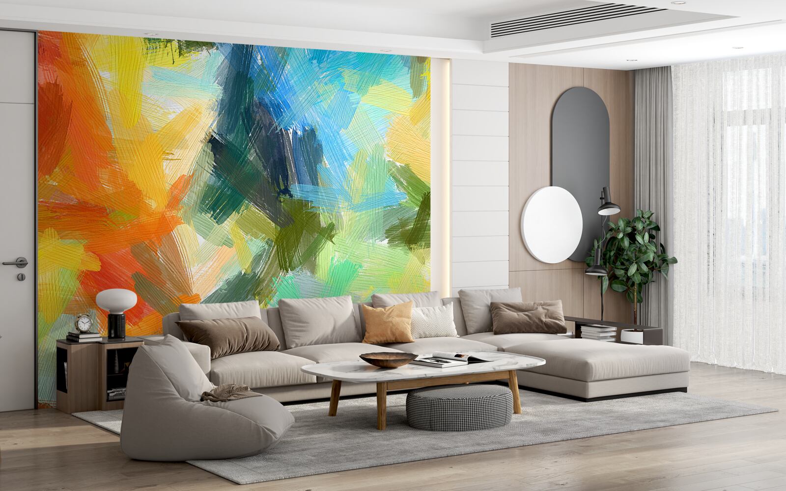 Carta da parati pittura ad olio astratta raffigurante l'autunno