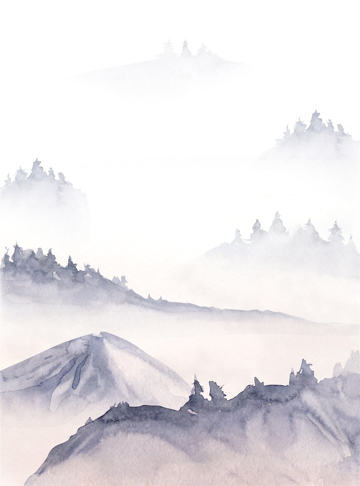 Carta da parati le montagne sono immerse nella nebbia