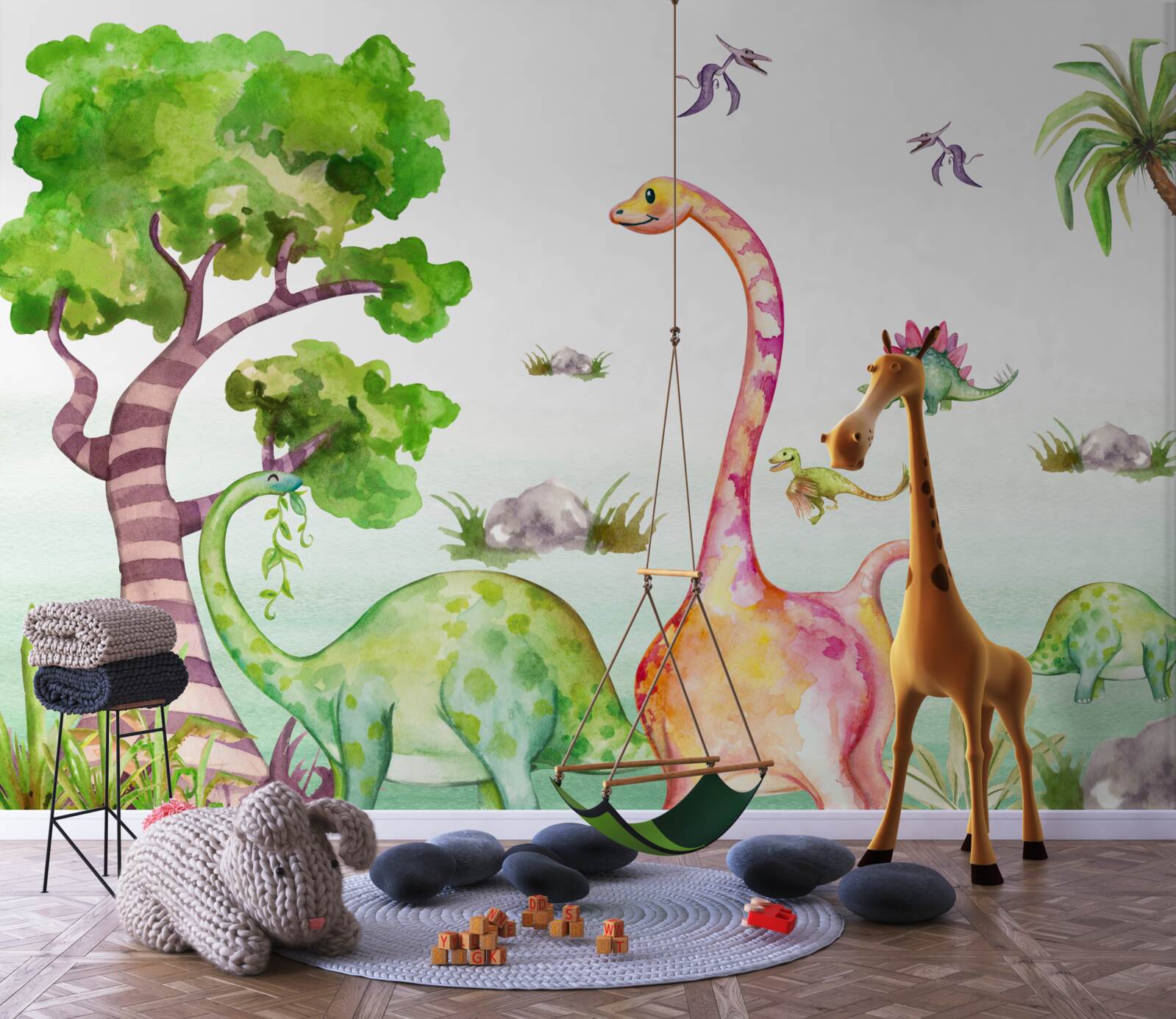 Carta da parati dinosauri animati a passeggio