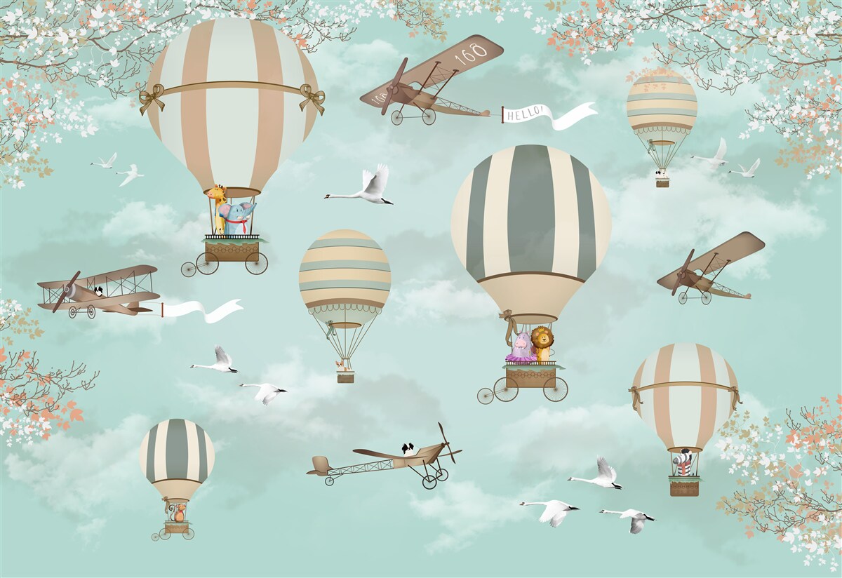 Carta da parati gli animali hanno iniziato il loro viaggio aereo verso il cielo