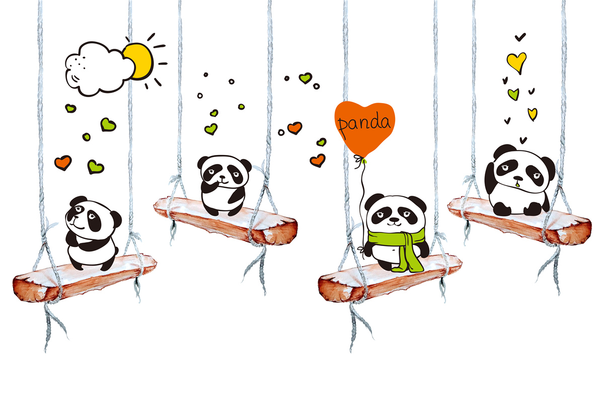 Carta da parati panda a dondolo