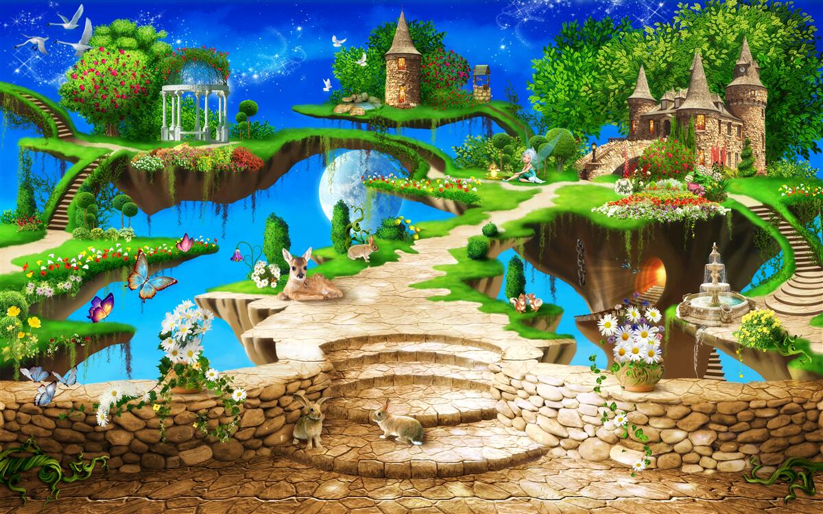 Carta da parati terra della foresta magica