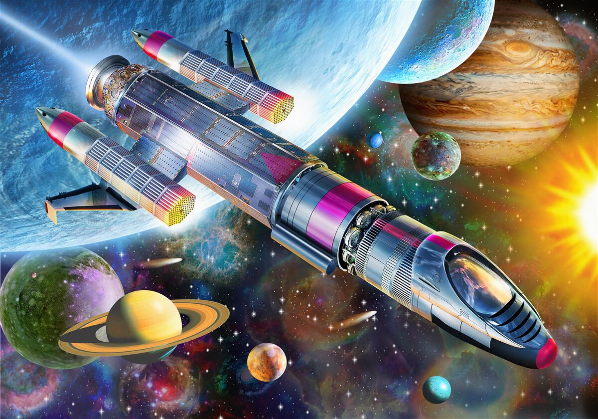 Carta da parati lancio di un veicolo spaziale nello spazio