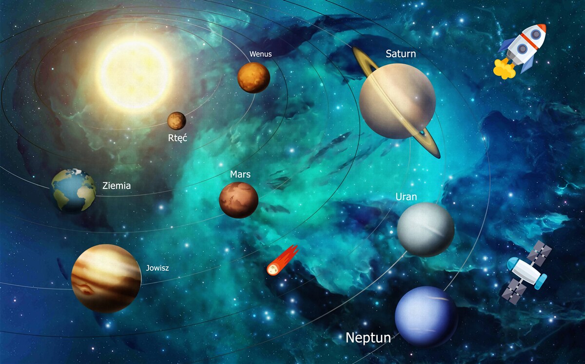 Carta da parati insieme di pianeti nell'universo