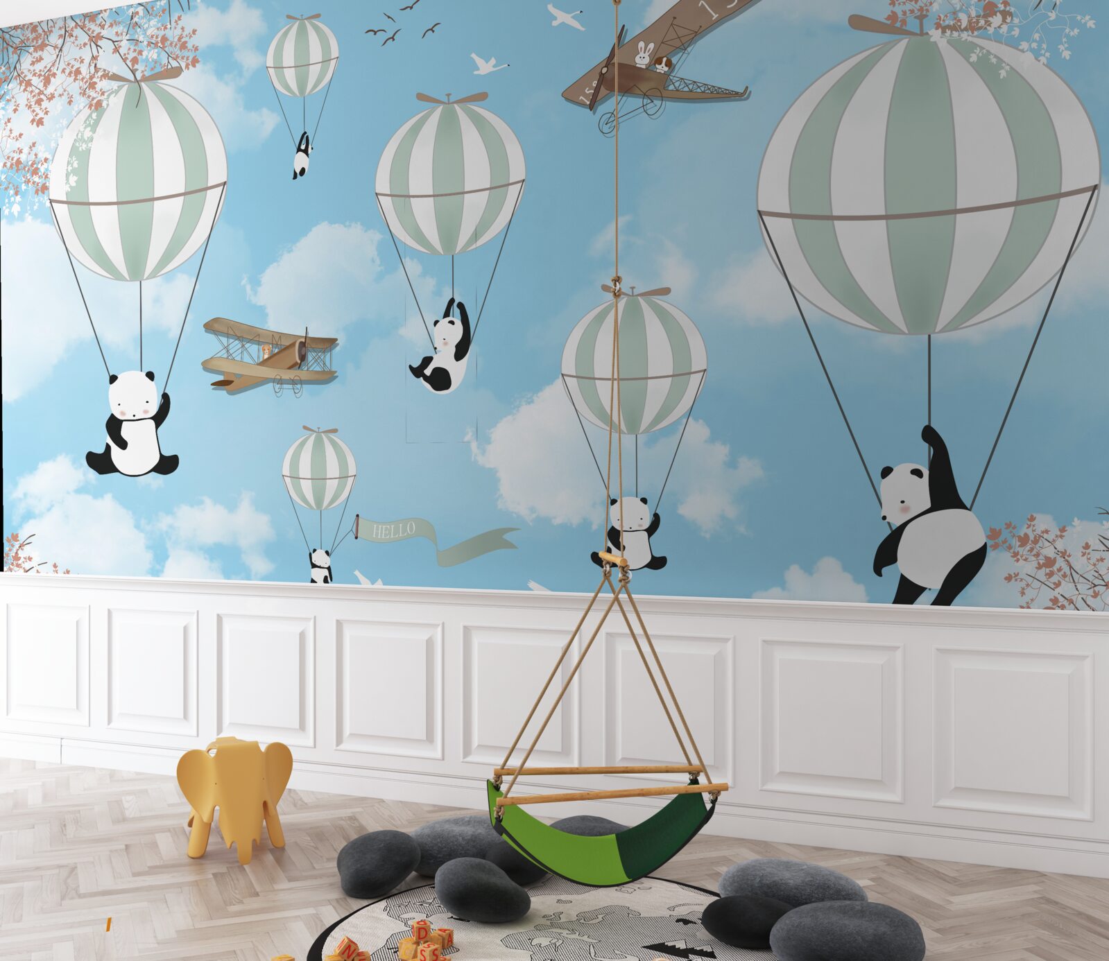 Carta da parati Ai panda piace giocare con i palloncini