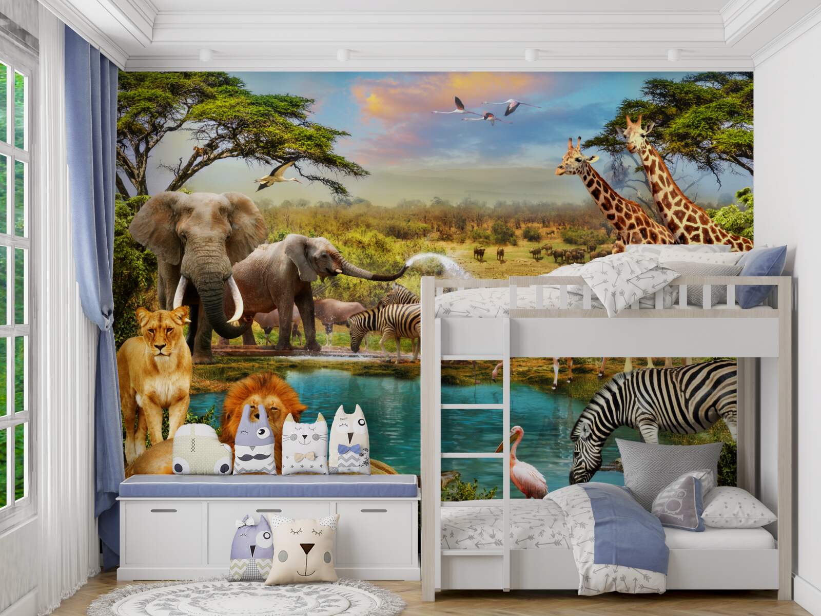 Carta da parati un abbeveratoio con animali africani