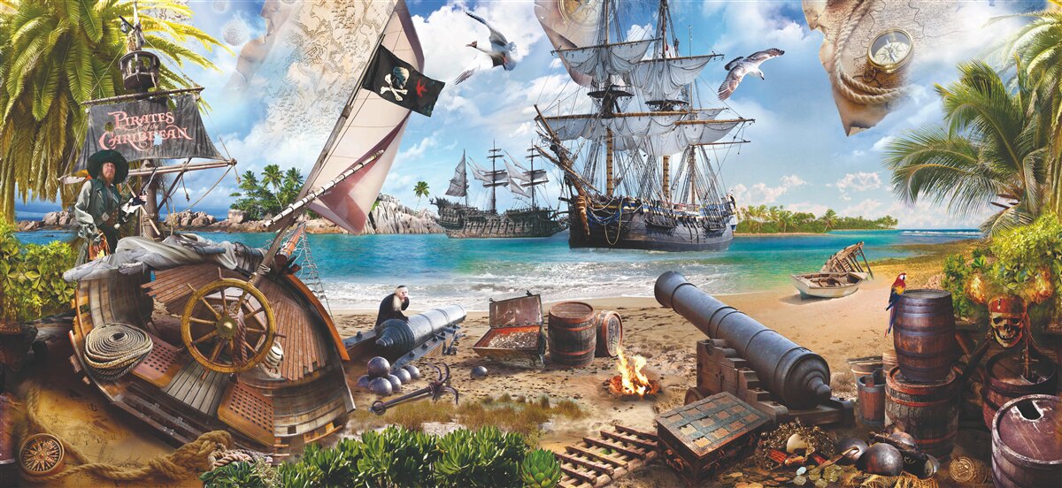 Carta da parati isola e navi pirata
