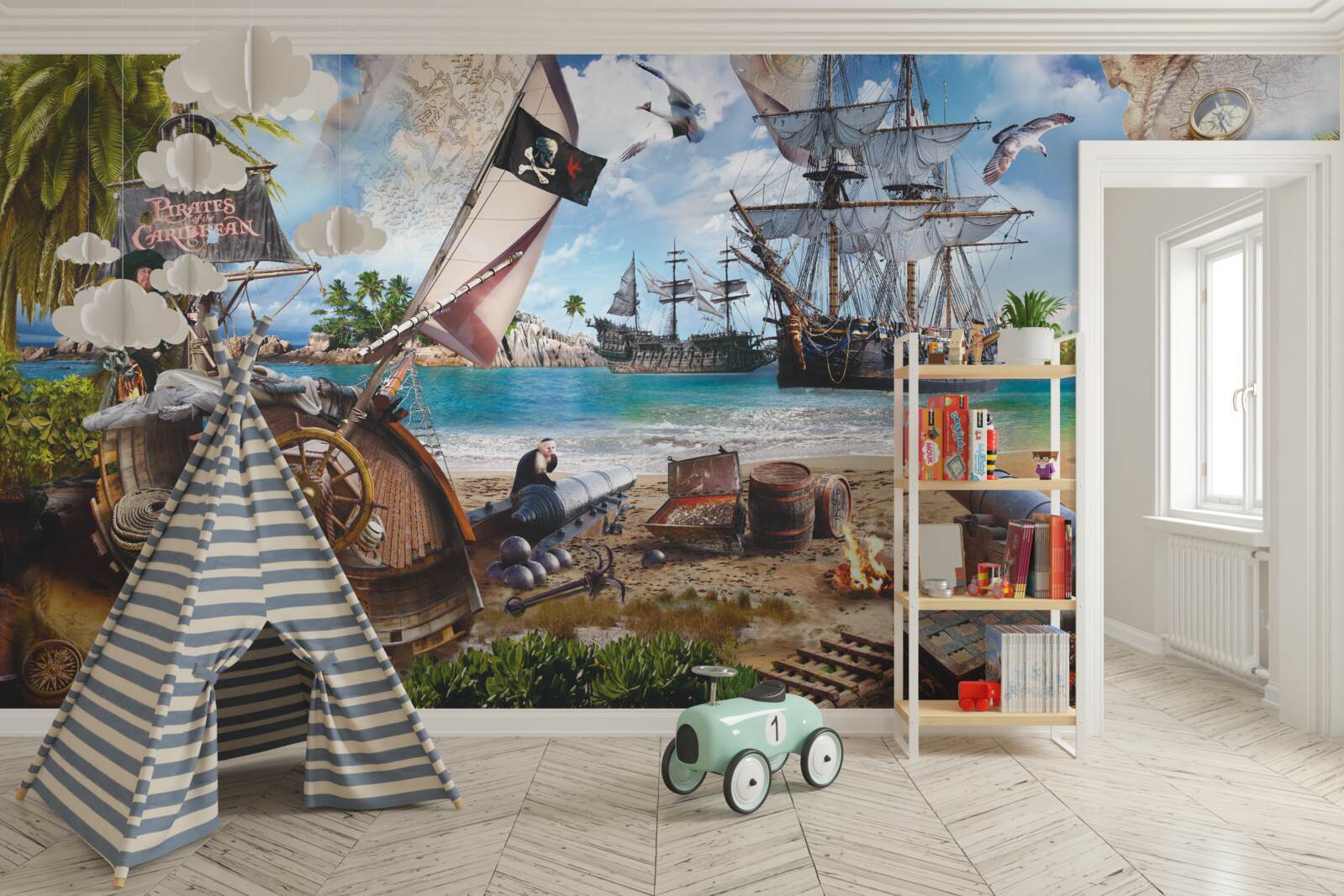 Carta da parati isola e navi pirata