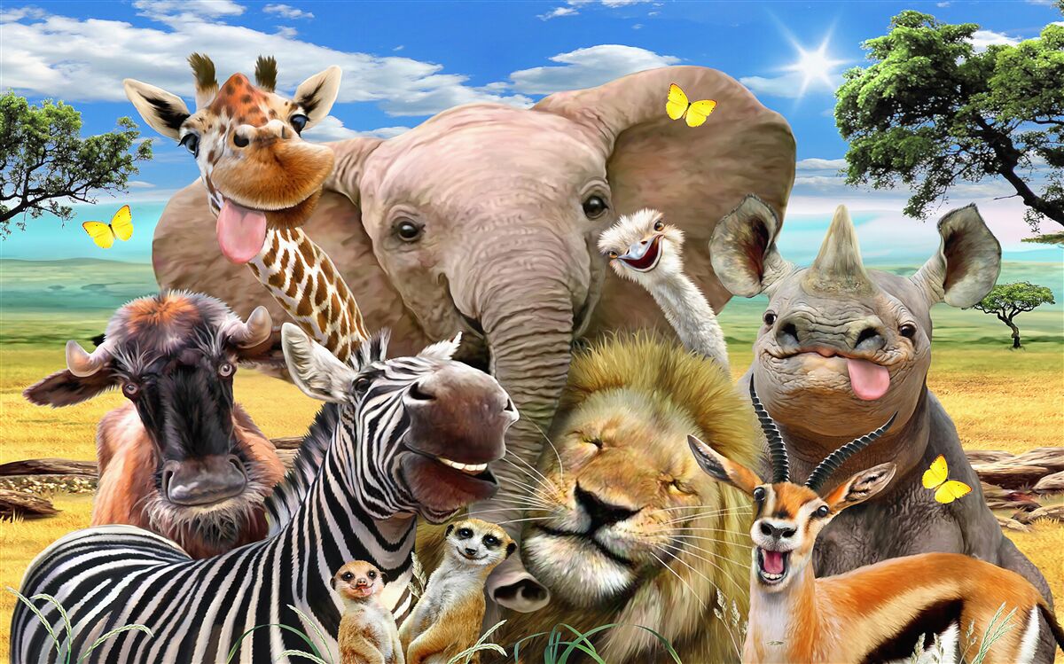 Carta da parati singolare selfie di africani amichevoli