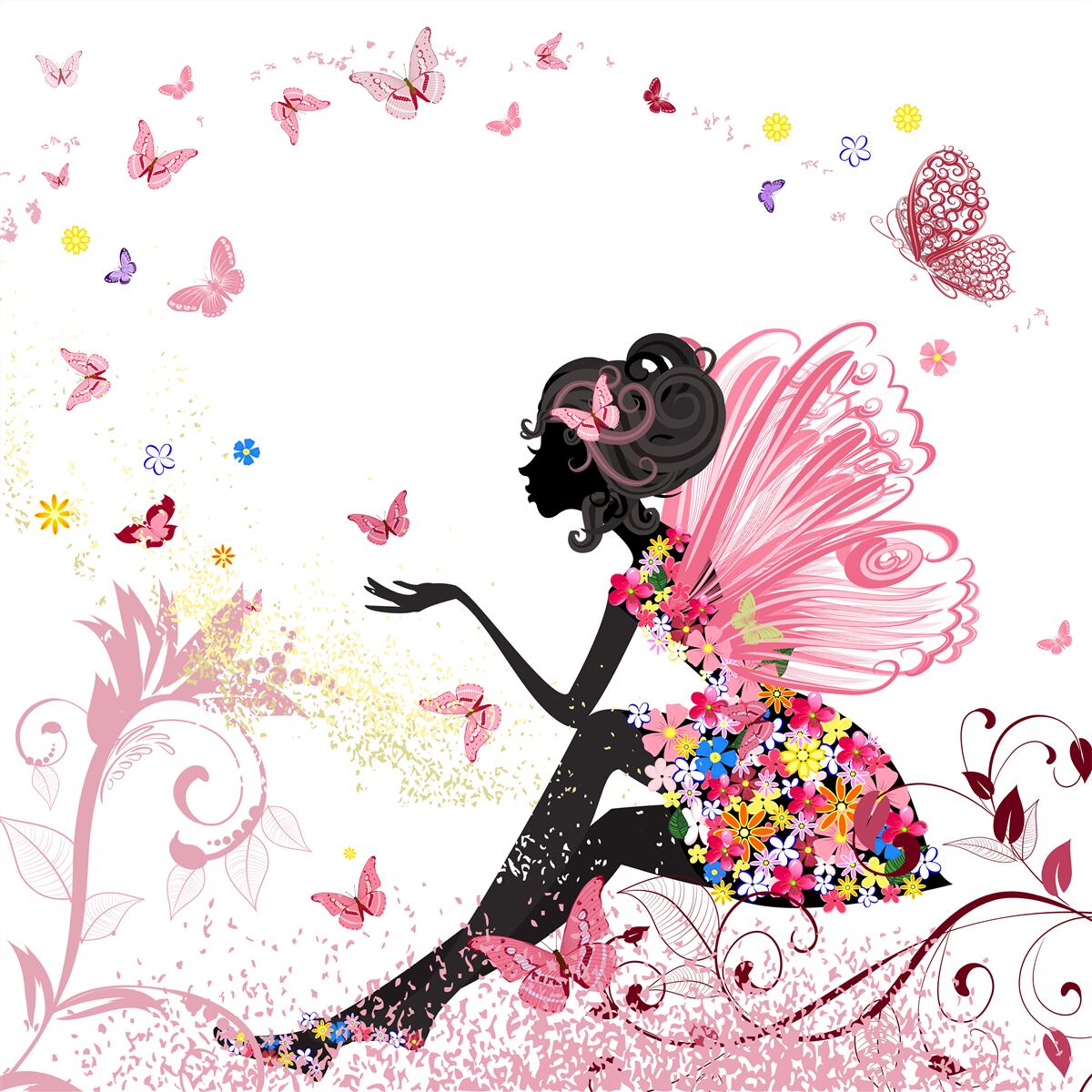 Carta da parati elfin lady e lepidotteri