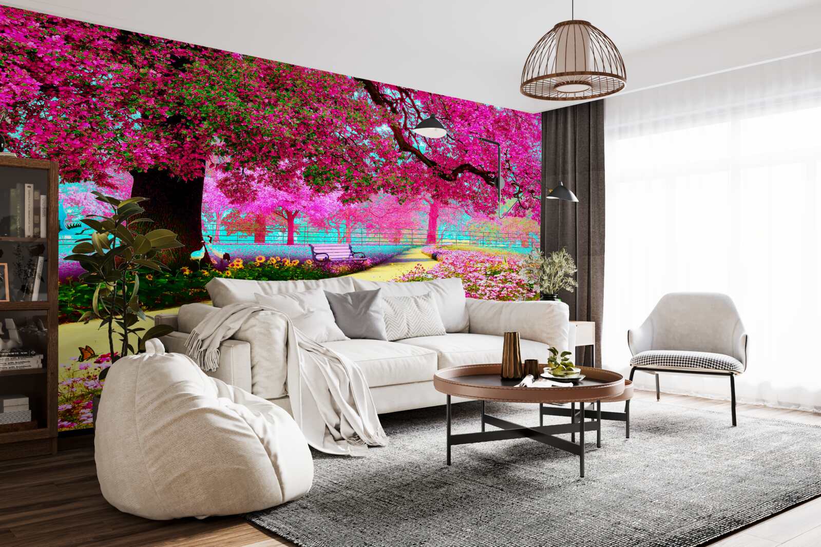 Fototapeta stara sakura kwitnąca w różowych odcieniach
