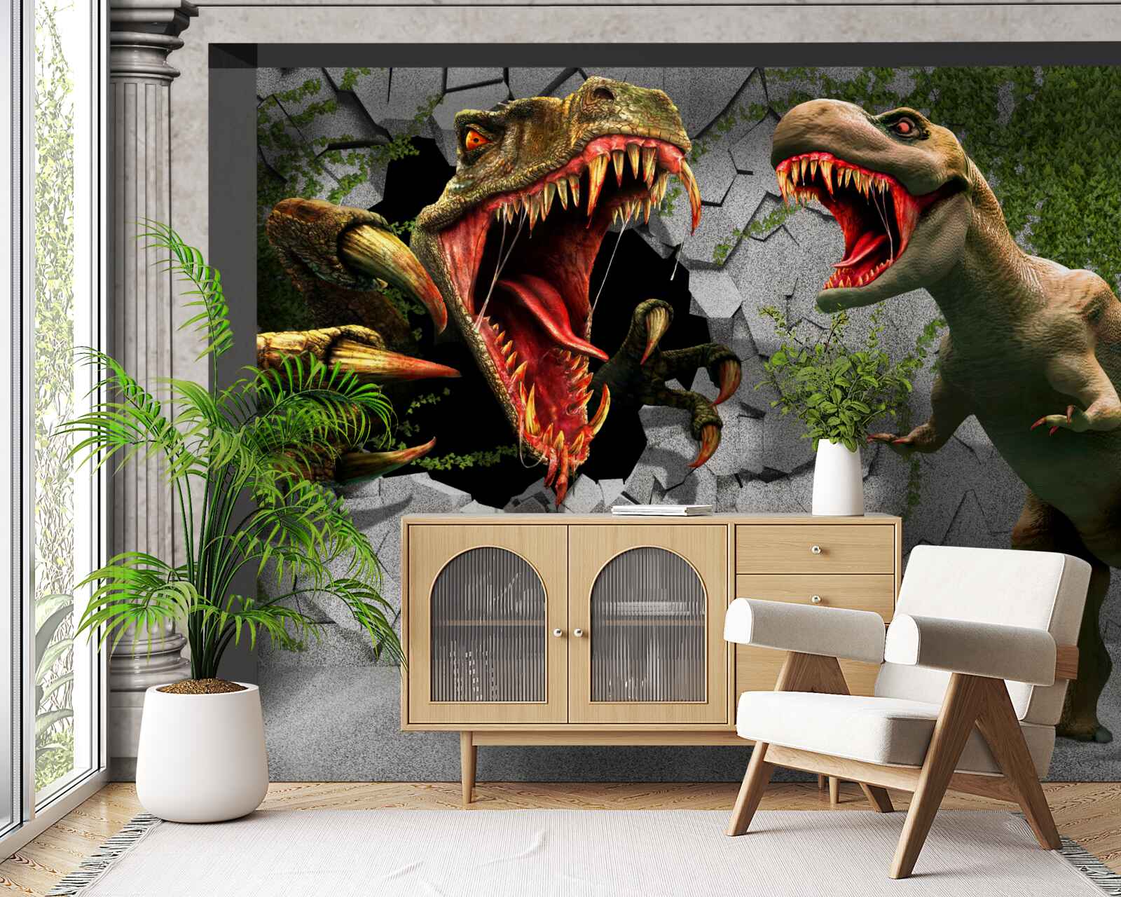 Fototapeta niespokojne dinozaury w łuku