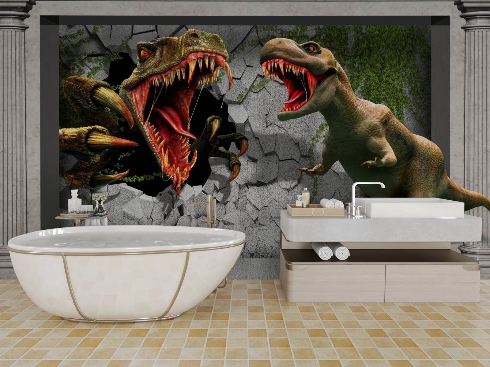 Carta da parati dinosauri inquieti a prua