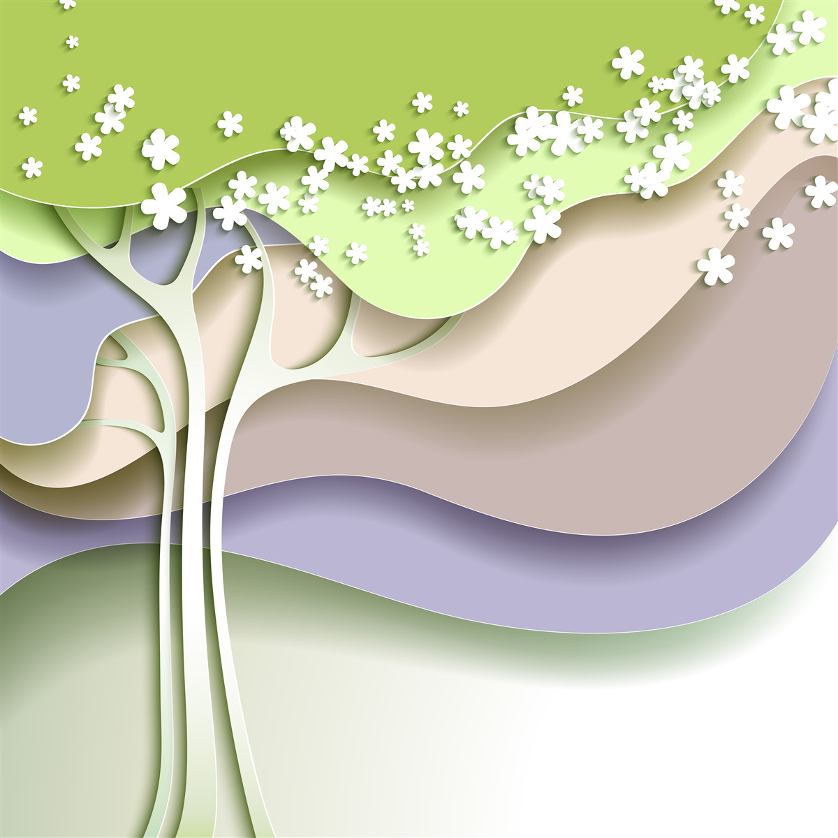 Carta da parati astrazione di un albero in fiore con foglie