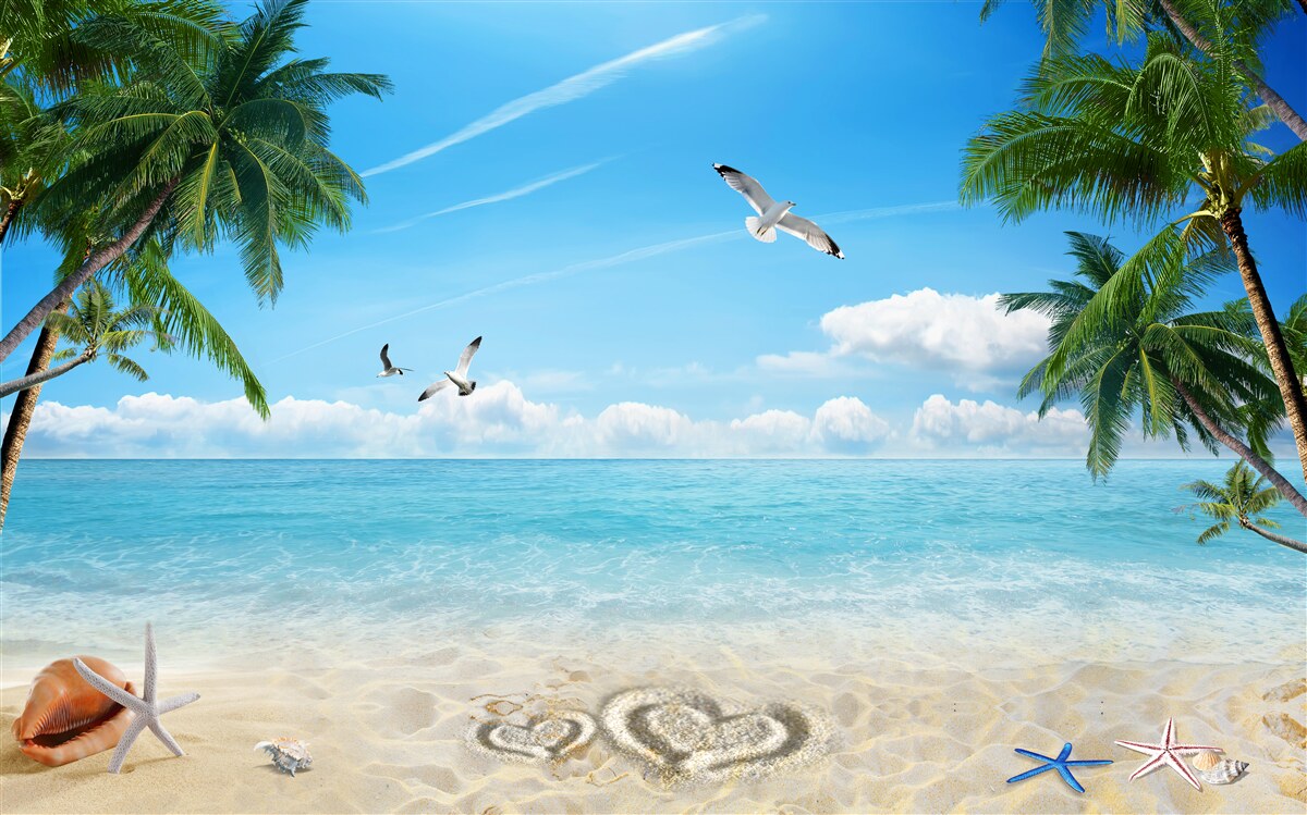 Carta da parati oceano e spiaggia di sabbia